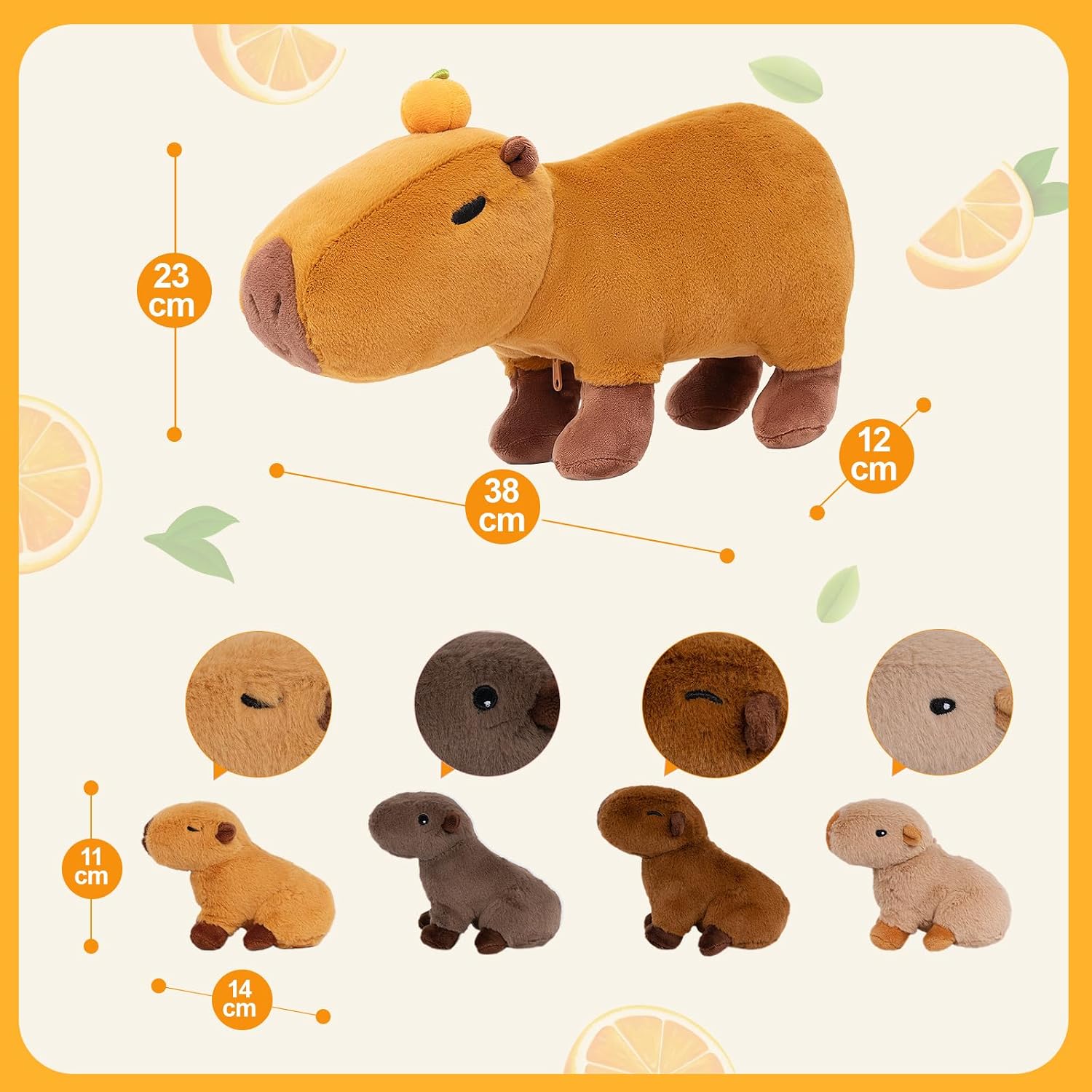 Detalle 2 de OUOZZZ 15" Capybara Family Plush Set – Mummy with 4 Babies