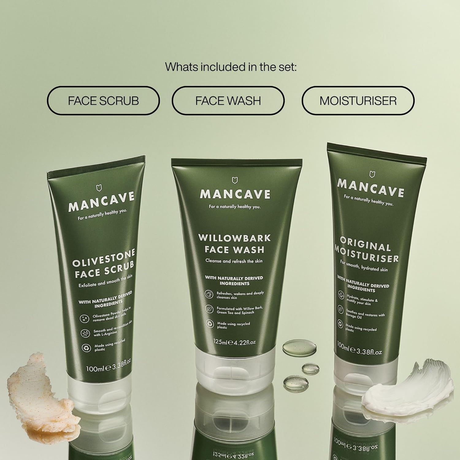 Thumbnail 2 de ManCave Set Regalo Uomo: 3 Prodotti Skincare Naturali (Detergente Viso, Scrub Viso e Idratante) in Packaging Riciclato