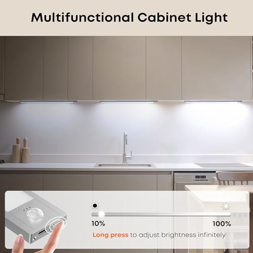 Thumbnail 1 de LROLTEF Luz LED para armario de cocina recargable con sensor de movimiento (66 LED, 6500K, 40 cm)