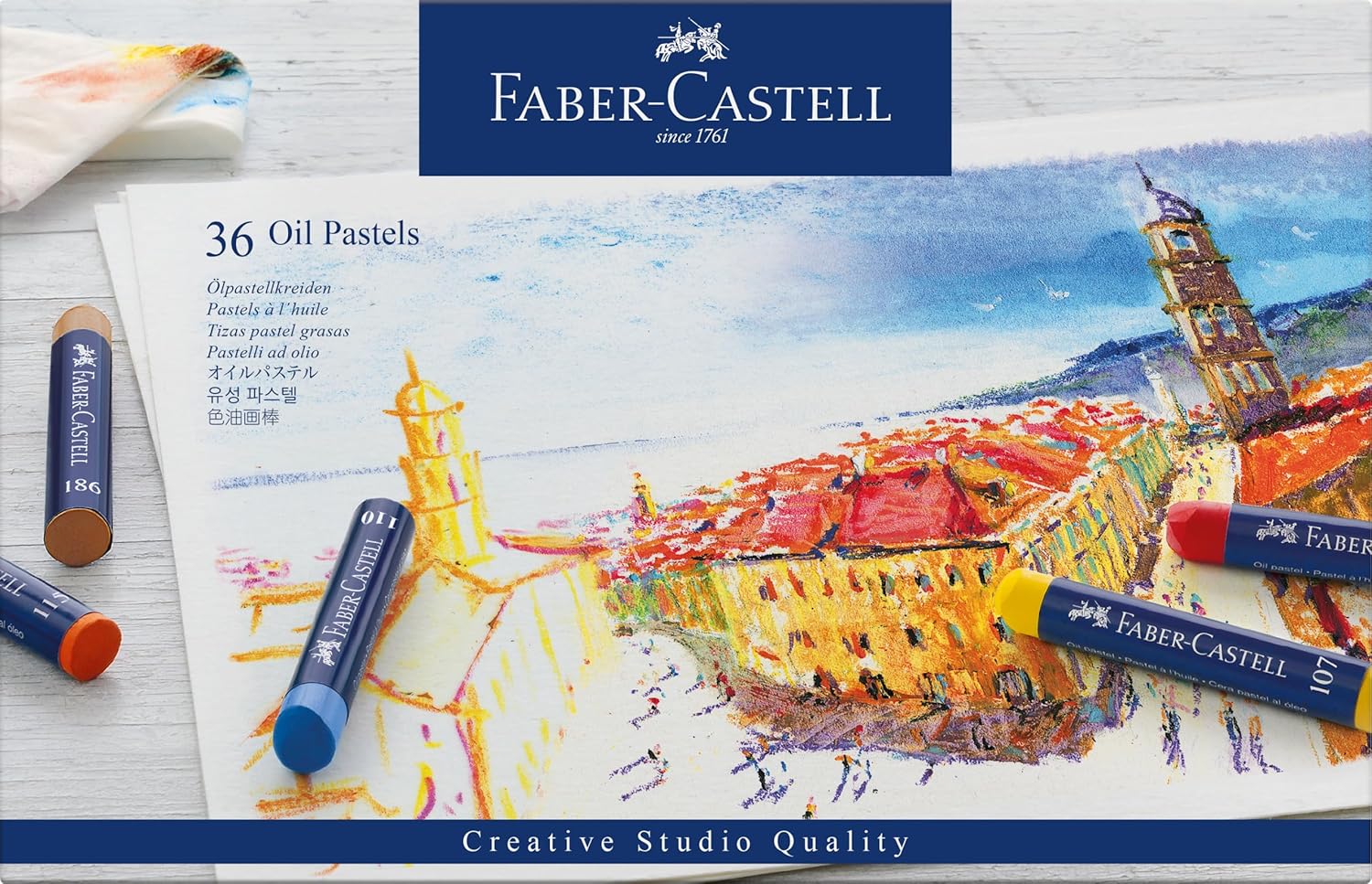 Detalle 2 de Faber-Castell Rich Creative Studio Oil Pastels – 36 Assorted (18-127036) in Cardboard Box
