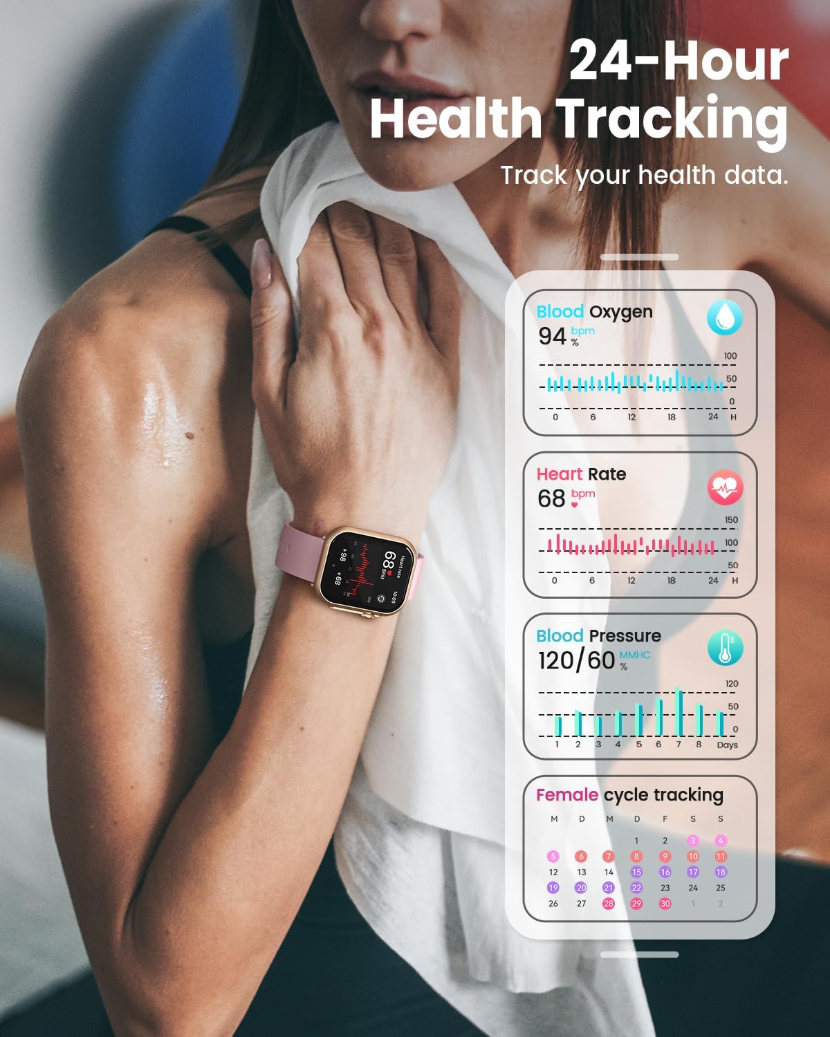 Detalle de Smart Watch for Women with 1.85" Display, IP68 Waterproof, 120+ Sport Modes, 1000mAh Battery