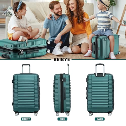 Detalle 2 de BEIBYE Reisekoffer 2088 Hartschalenkoffer L, Dunkelgrün – 75+ Liter, 4 Zwillingrollen, erweiterbar