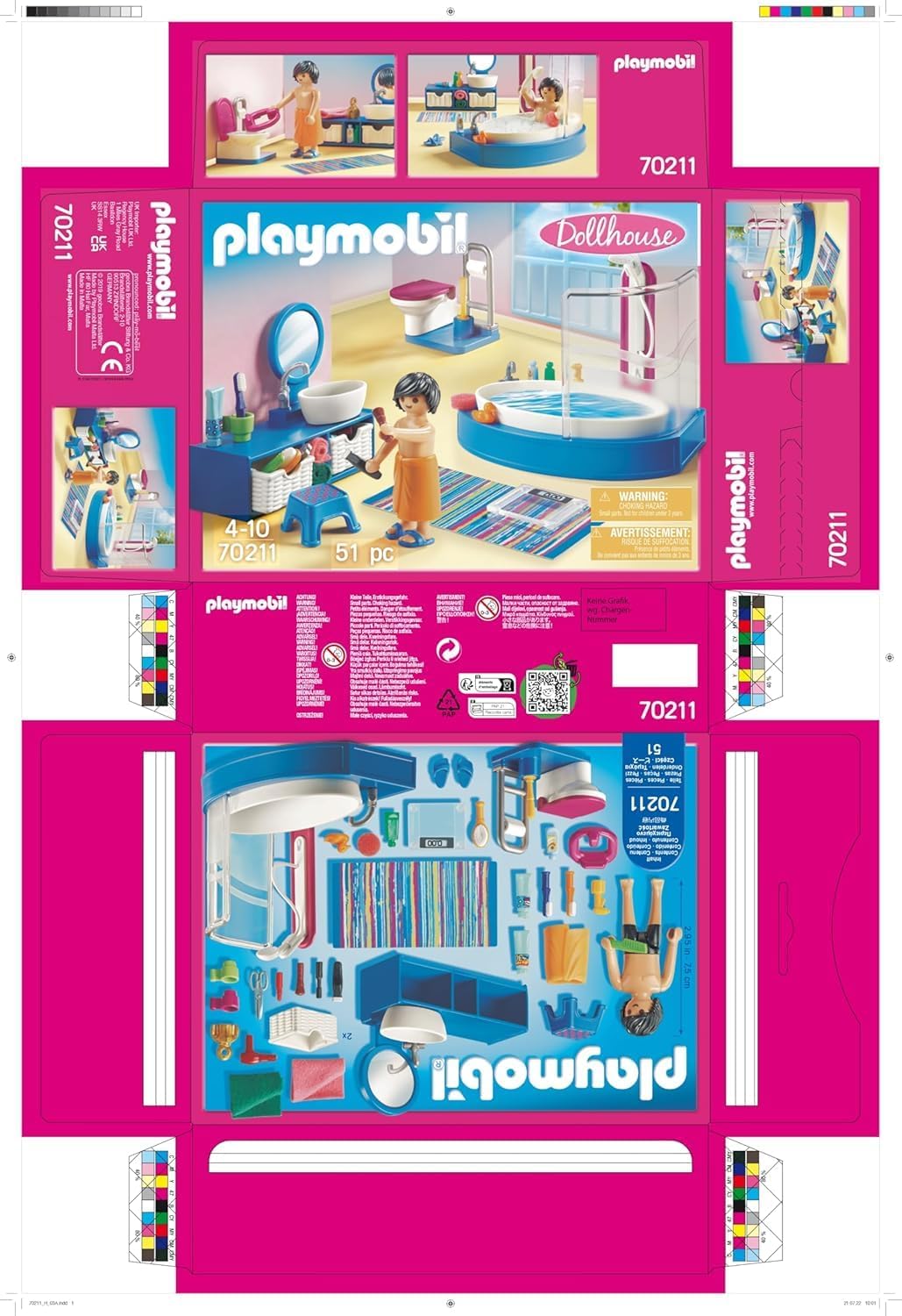Thumbnail 6 de PLAYMOBIL Dollhouse 70211 Badezimmer (ab 4 Jahren) mit 51-teiligem Zubehör