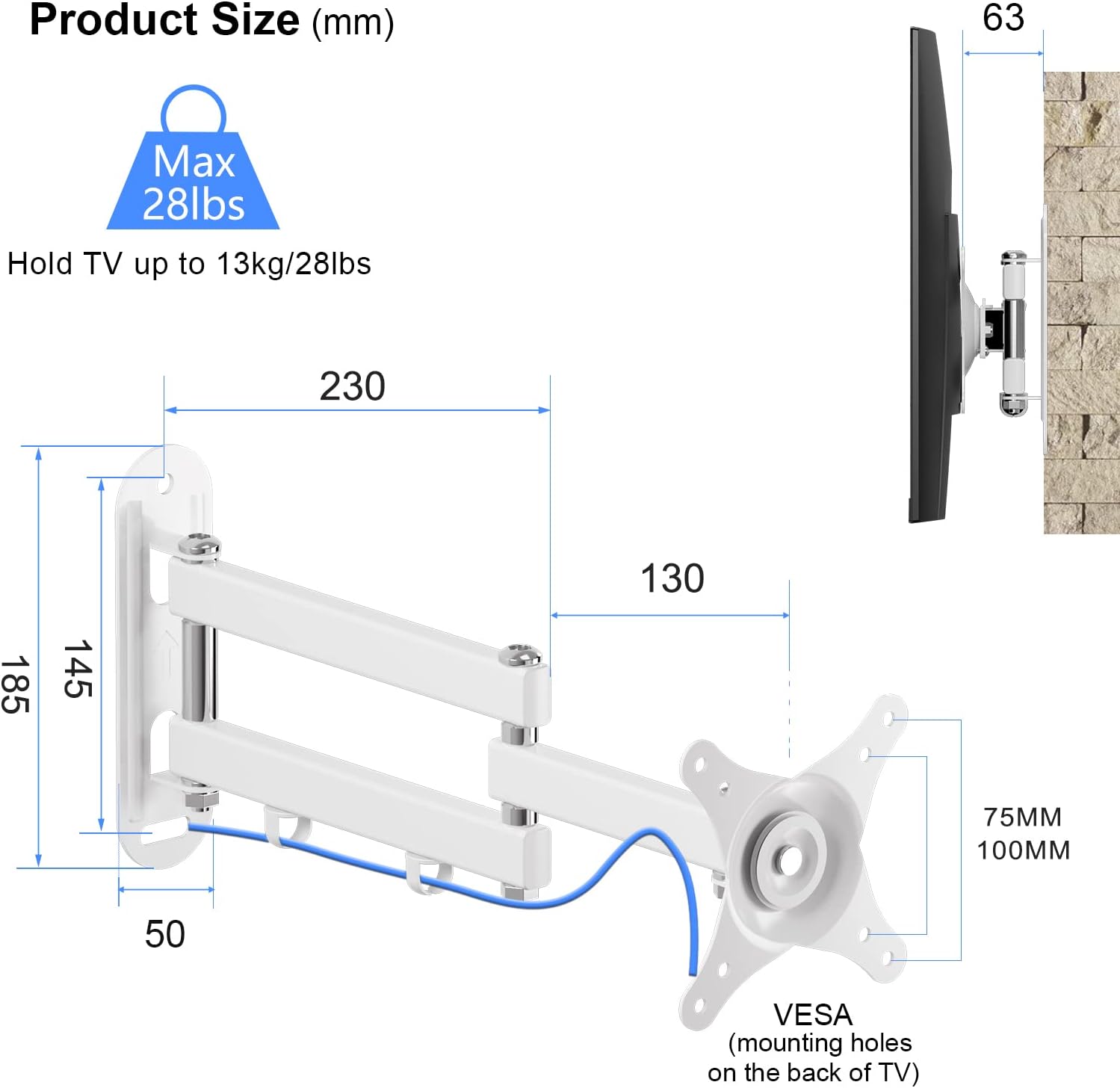 Thumbnail 6 de Suptek MA2720W TV Wall Mount: Full Motion, 15–32 inch Support, VESA 75x75/100x100