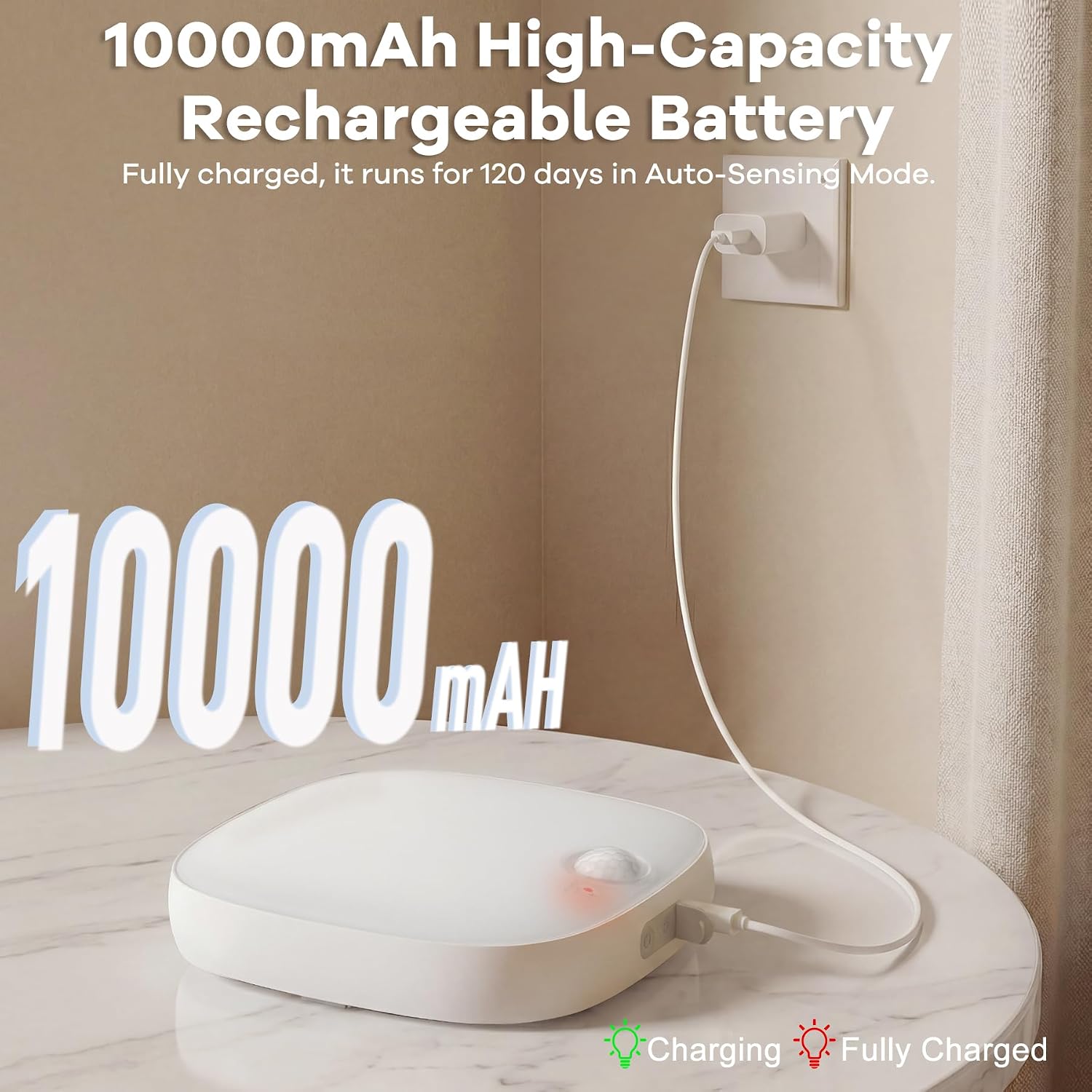 Detalle de ToyGlee Shower Light IP65 Waterproof: 18-Colour Motion Sensor Ceiling Light with 10000mAh Battery