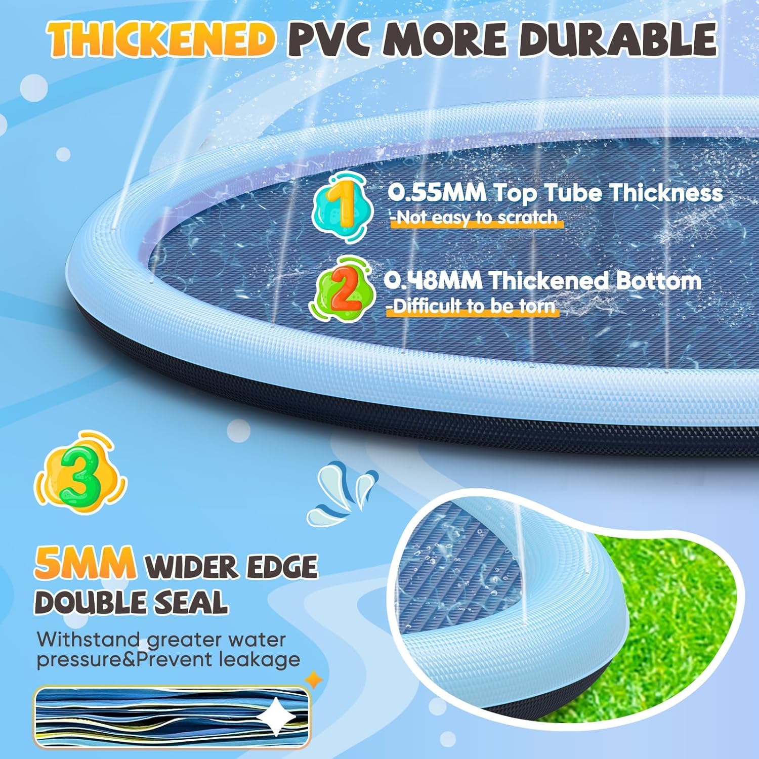 Thumbnail 2 de Tosekry Splash Pad für Kinder & Hunde (200 cm) mit Antirutschfunktion – Outdoor-Wassersprinkler fürs Planschvergnügen