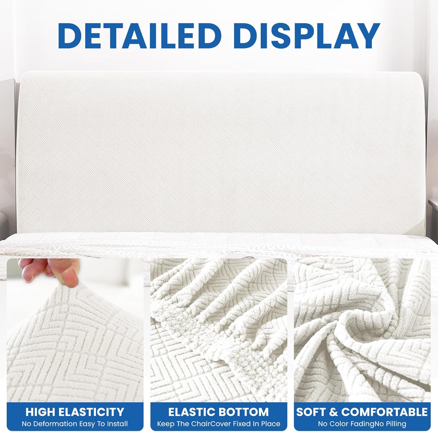 Thumbnail 4 de YSTELLAA Copri Testata Letto Matrimoniale 180 cm in tessuto elasticizzato bianco