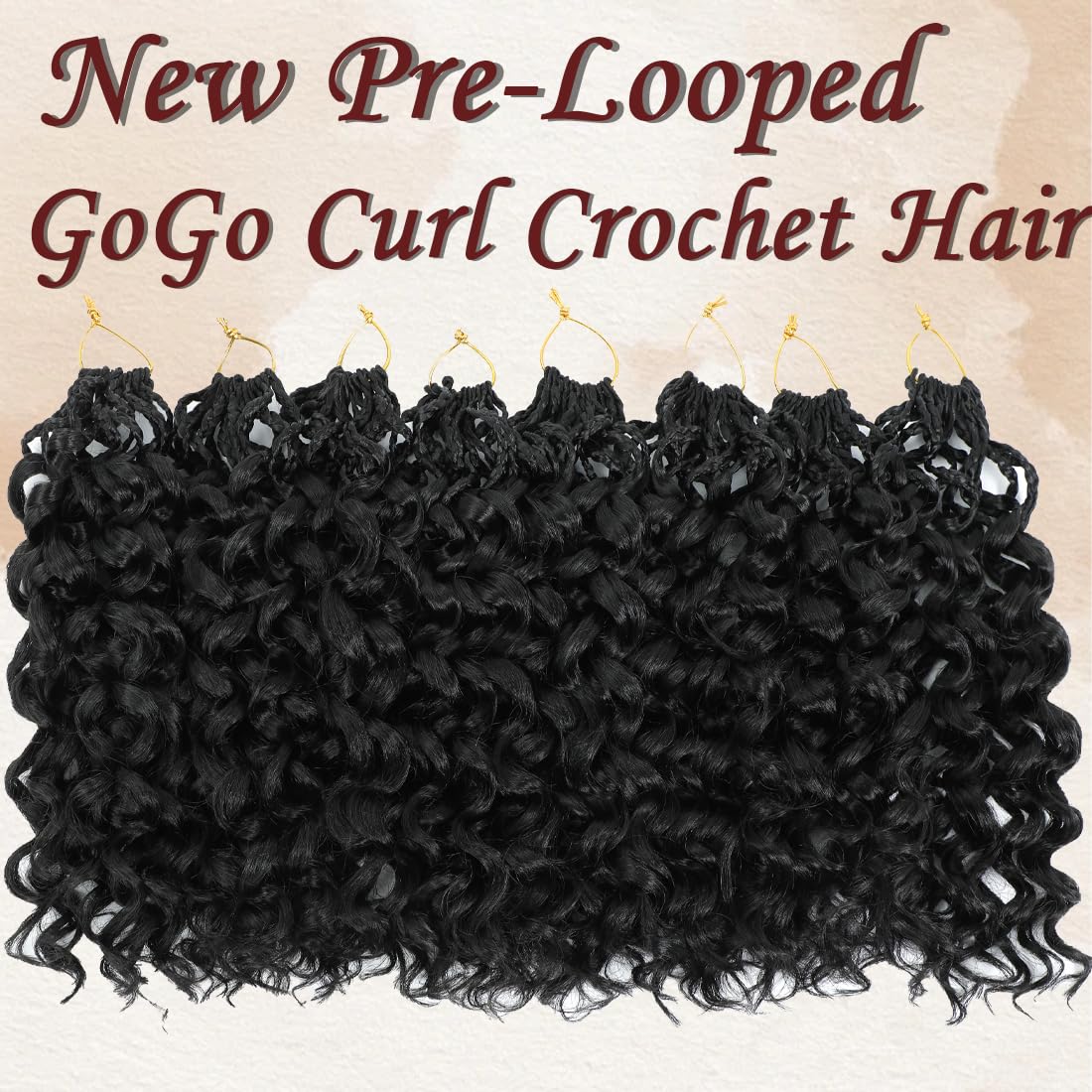 Detalle de Pre Looped Gogo Curl Crochet Hair 12 Inch, 8 Packs – Pre Twisted Short Curly Crochet Hair for Black Women, Ocean Wave Water Wave Deep Braiding (12 inch 1B)