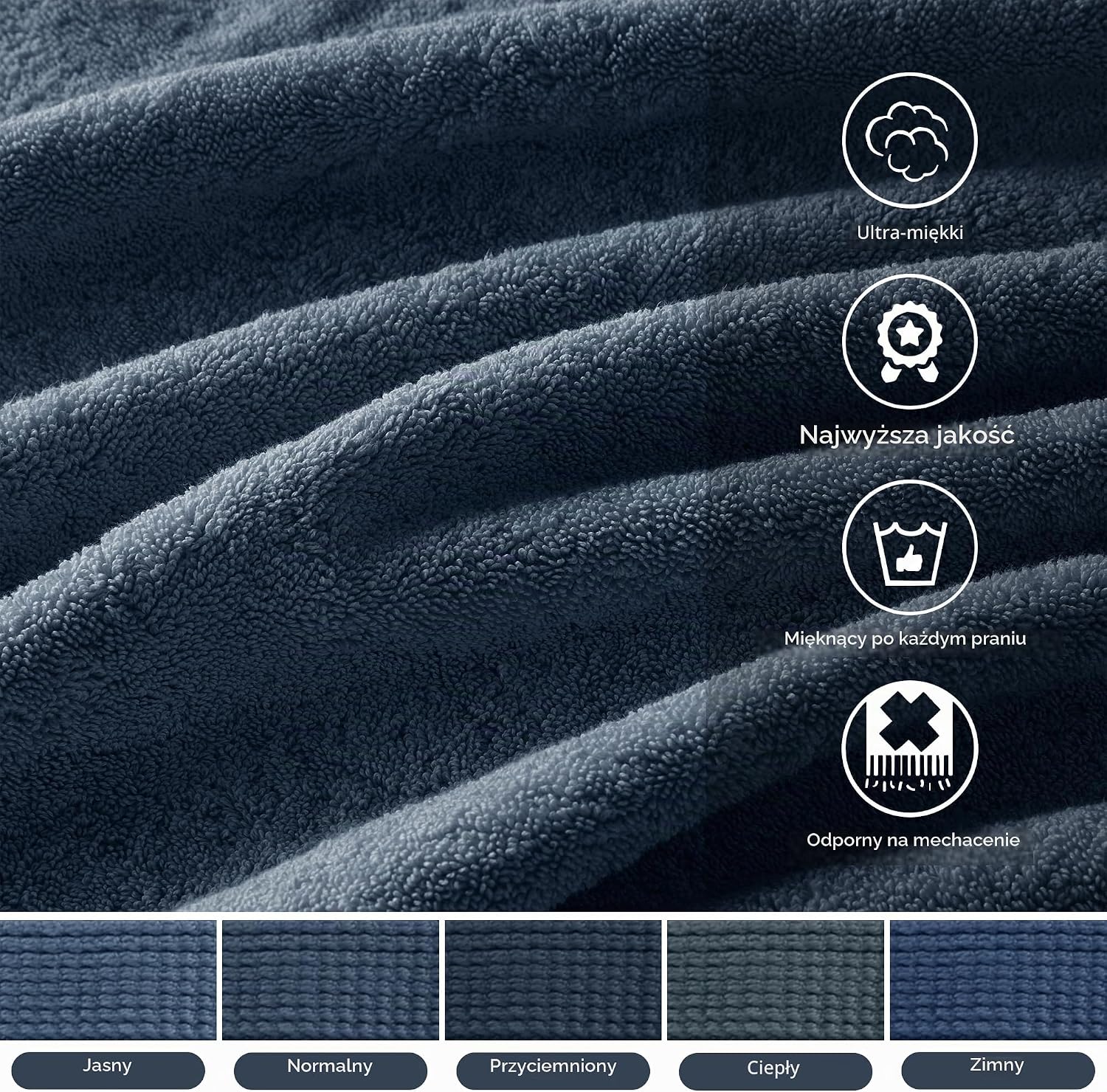 Detalle de Madison Park – zestaw 8 ręczników 800 g/m², 100% bawełna, Slate Blue