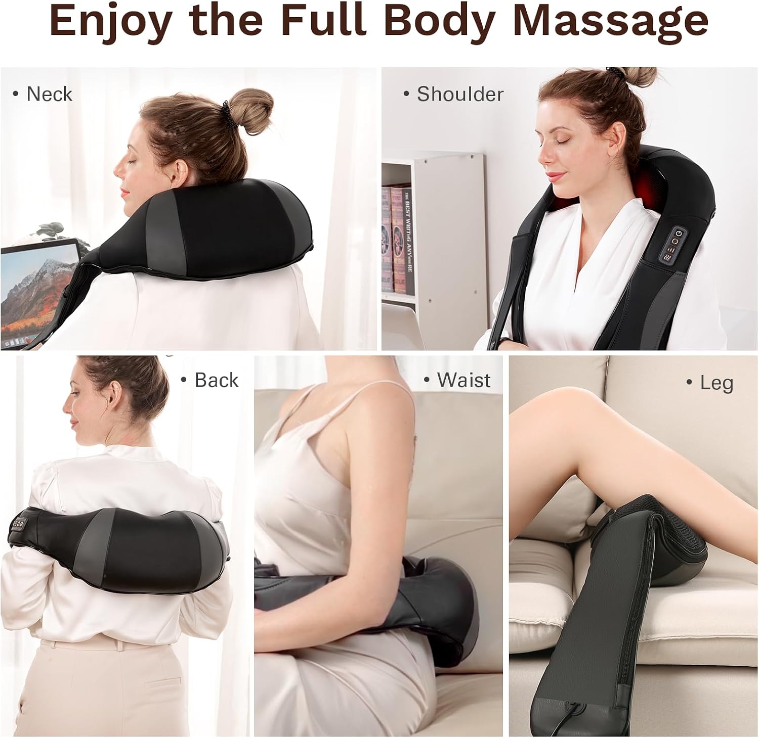 Detalle 2 de CURECURE CQM-S12 nekmassageapparaat met warmte, 3D-rotatie en 3 standen