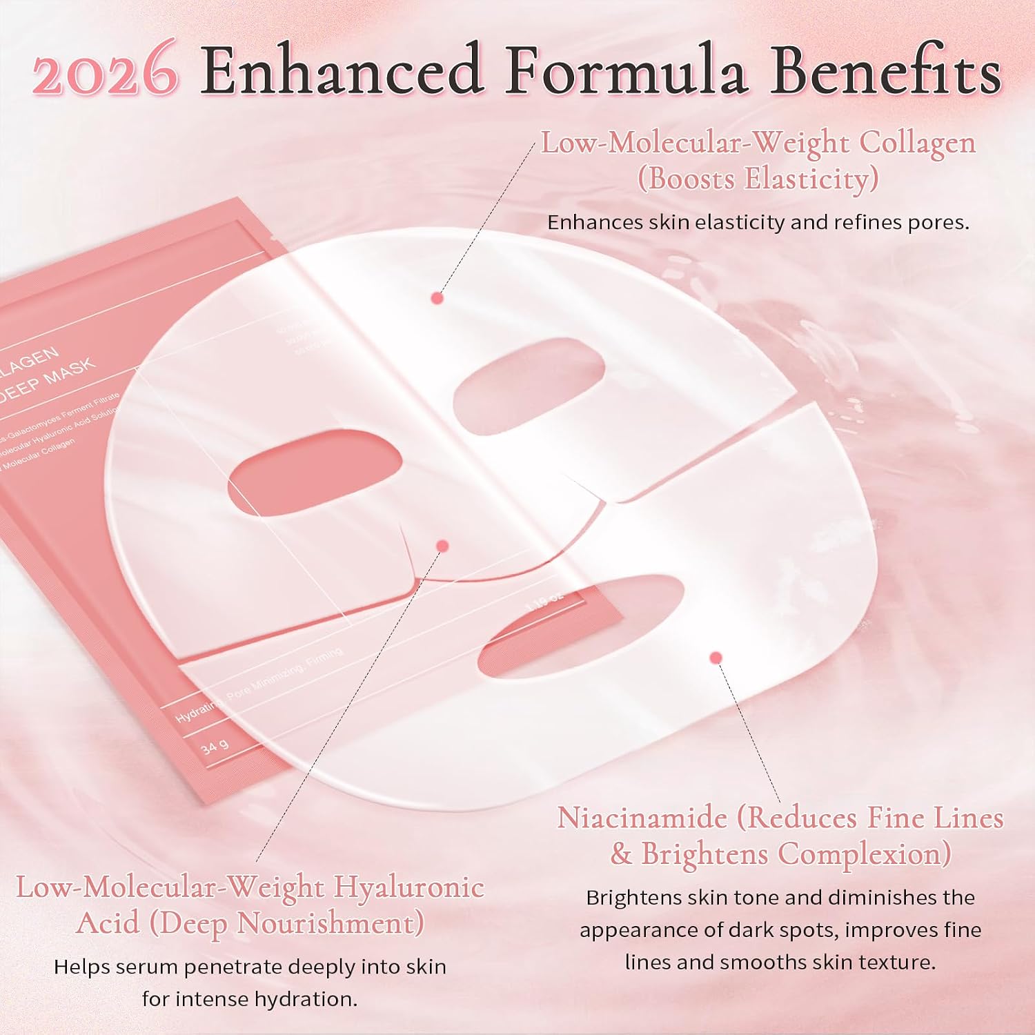Detalle 2 de Maschera Collagene Viso – 5 Pezzi di Maschera Bio Collagen per Idratazione Profonda e Elasticità