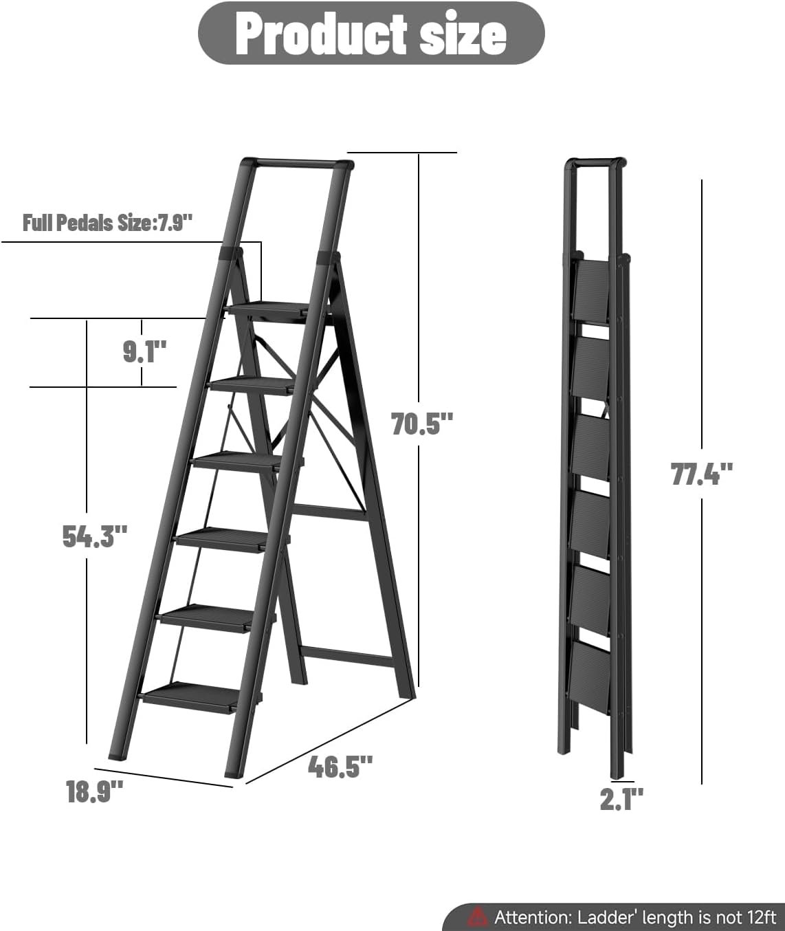 Detalle 2 de Soladder S-FQT20B6-E 6-Step Folding Aluminum Ladder with Handrail