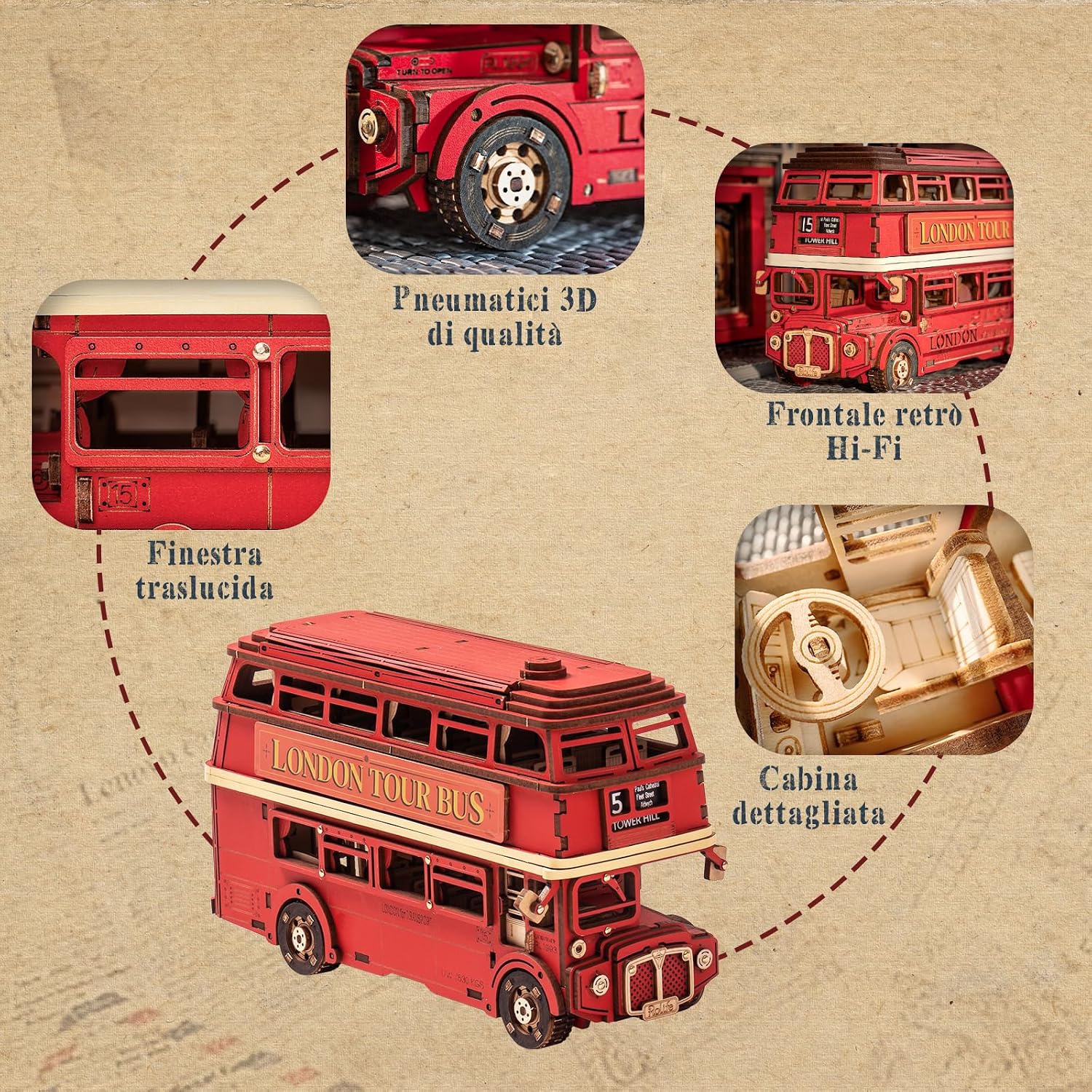 Thumbnail 6 de Rolife TGM02 Puzzle 3D in legno London Tour Bus 🧩
