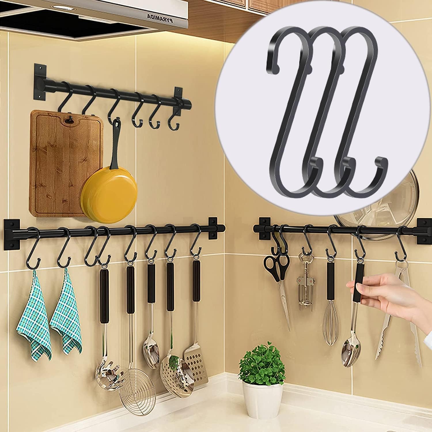 Thumbnail 3 de JeoPoom Ganci Multifunzione in Alluminio per Pentole, Abbigliamento e Bagno – Set da 10 pezzi neri