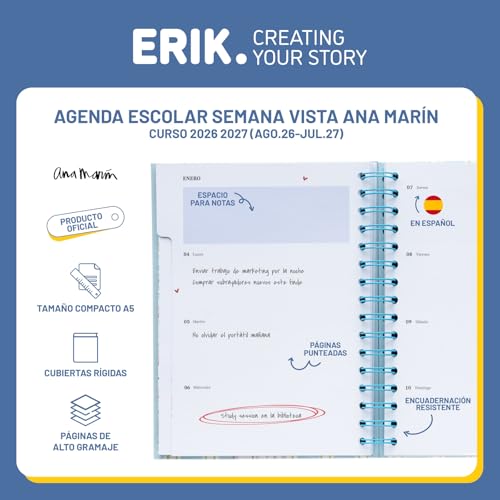 Detalle 2 de Grupo Erik Agenda escolar 2026 2027 Semana Vista Ana Marin en Español