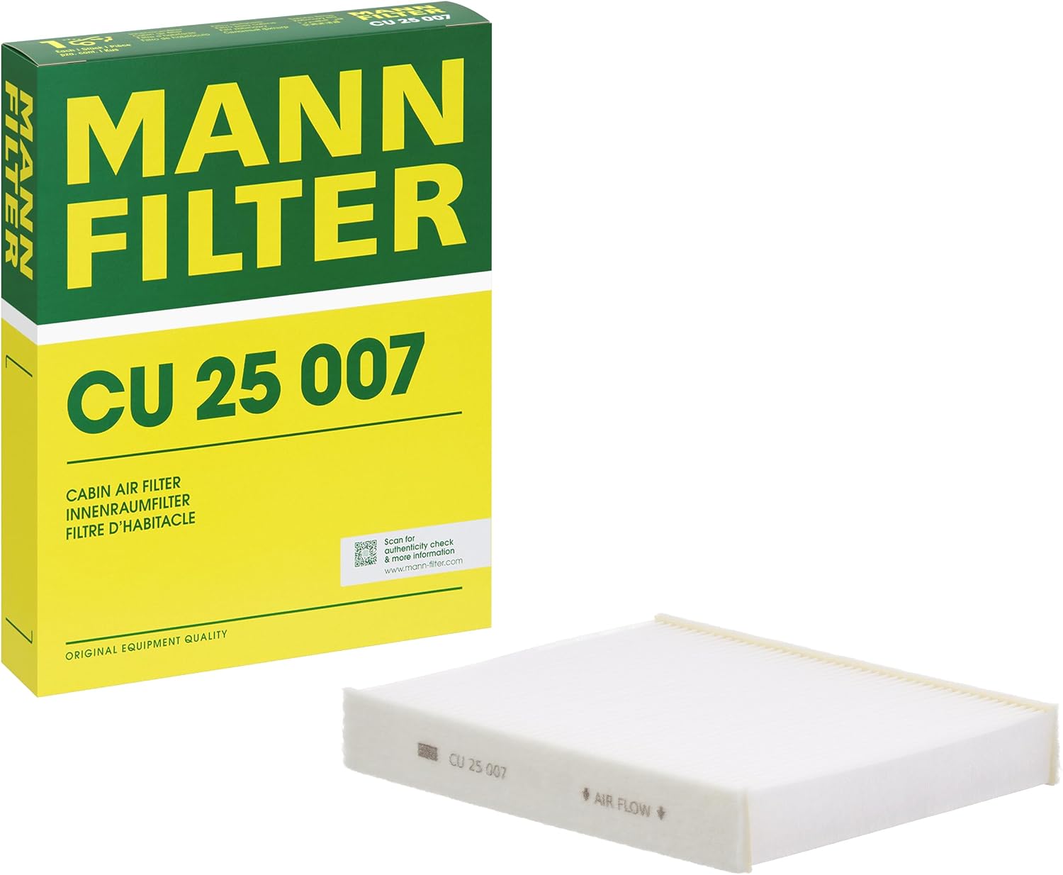 Thumbnail 6 de MANN-FILTER CUK 25 007 kupéfilter med aktivt kol, rektangulärt pappersfilter