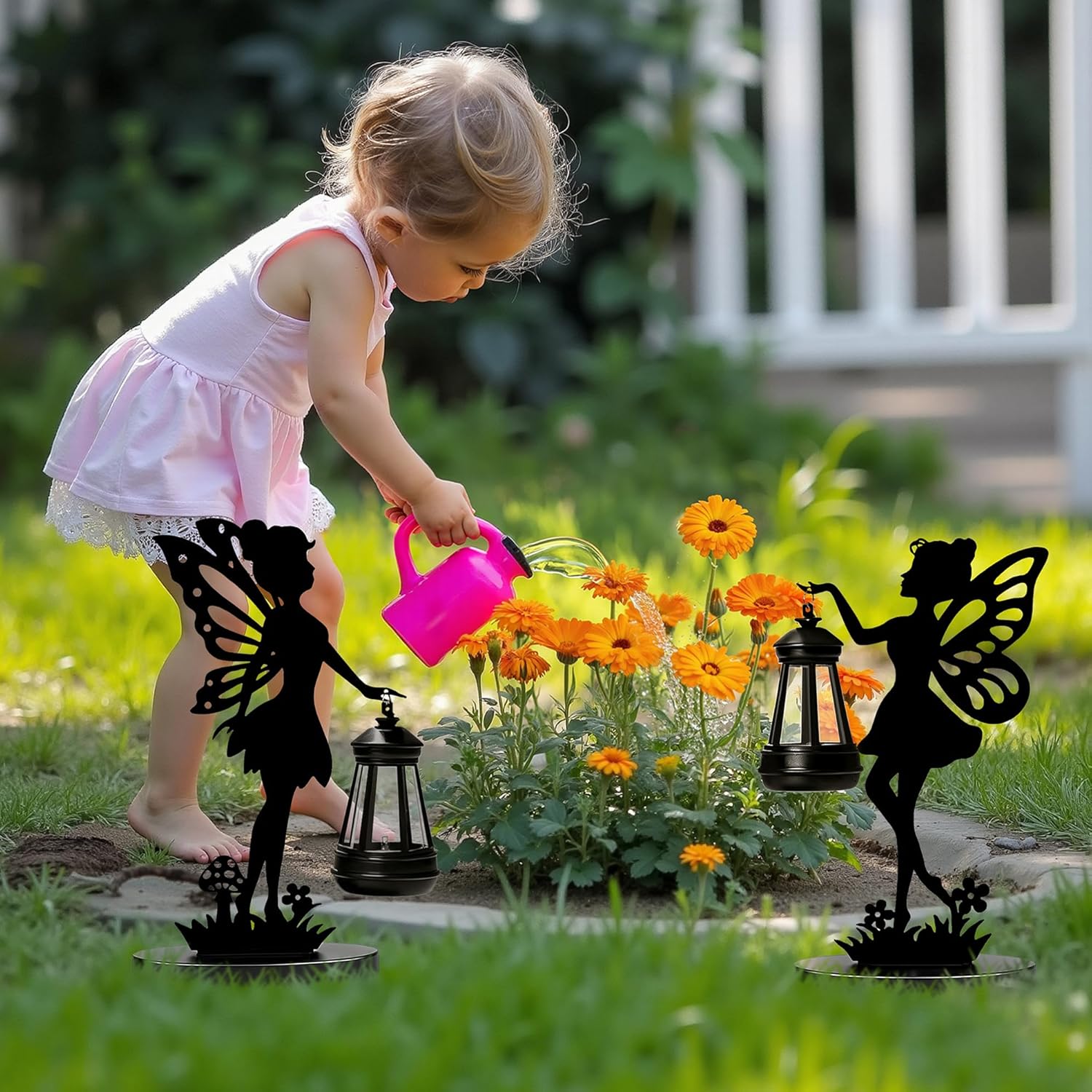 Thumbnail 6 de GIGALUMI Iron Fairy Statue Garden Ornaments with Solar Lights (2 Pack) – Waterproof Outdoor Lantern Statues