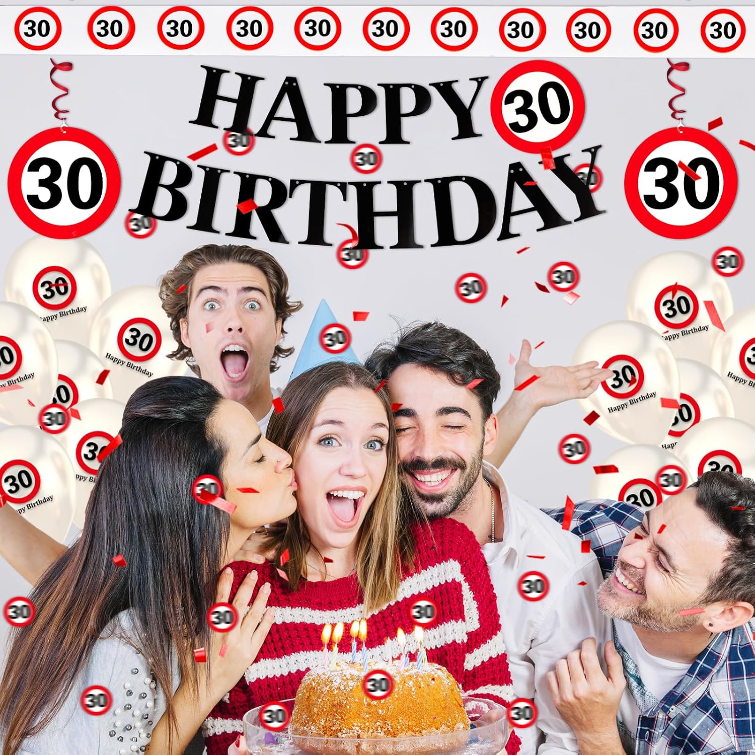 Thumbnail 5 de WenmthG 18. Geburtstag Deko-Set mit Verkehrszeichen (Banner, Girlande, Ballons, Konfetti & mehr)