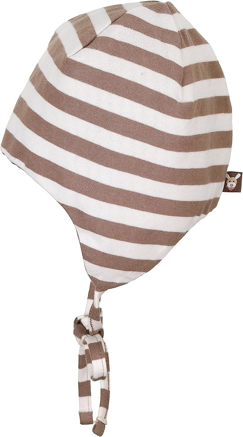 Detalle 2 de Sterntaler GOTS Mütze Streifen – Baby Mütze mit Ohrenklappen, Bindeband aus Singlejersey
