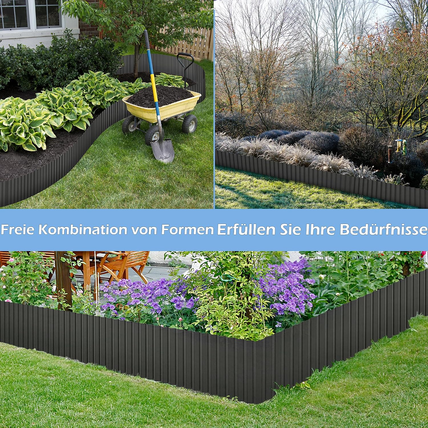Detalle de Aufun Rasenkante Metall 20 m für Rasen