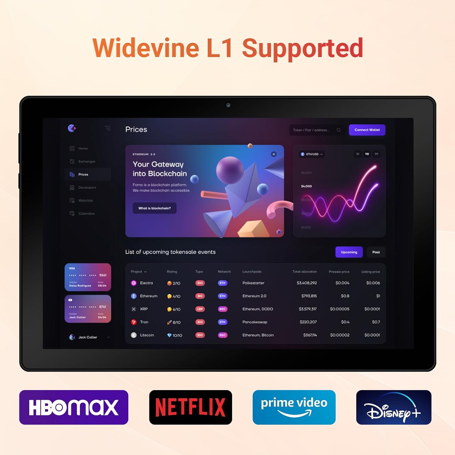 Thumbnail 5 de Hakaug 10 Inch Android Tablet (Android 15) with Octa-Core, 24GB RAM, 64GB Storage, IPS HD Display, WiFi + Bluetooth (Black)