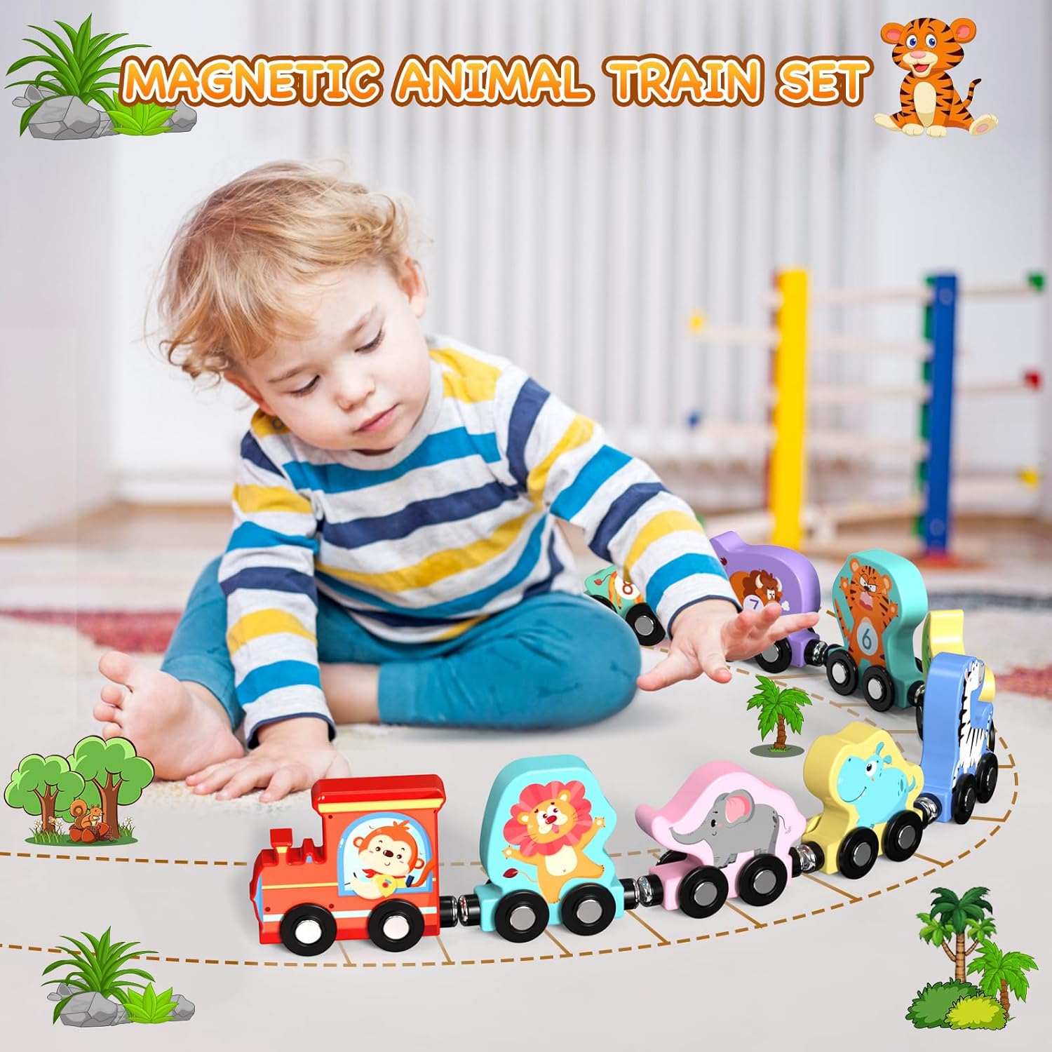 Detalle 2 de Zeoddler 11 Magnetic Wooden Train Set