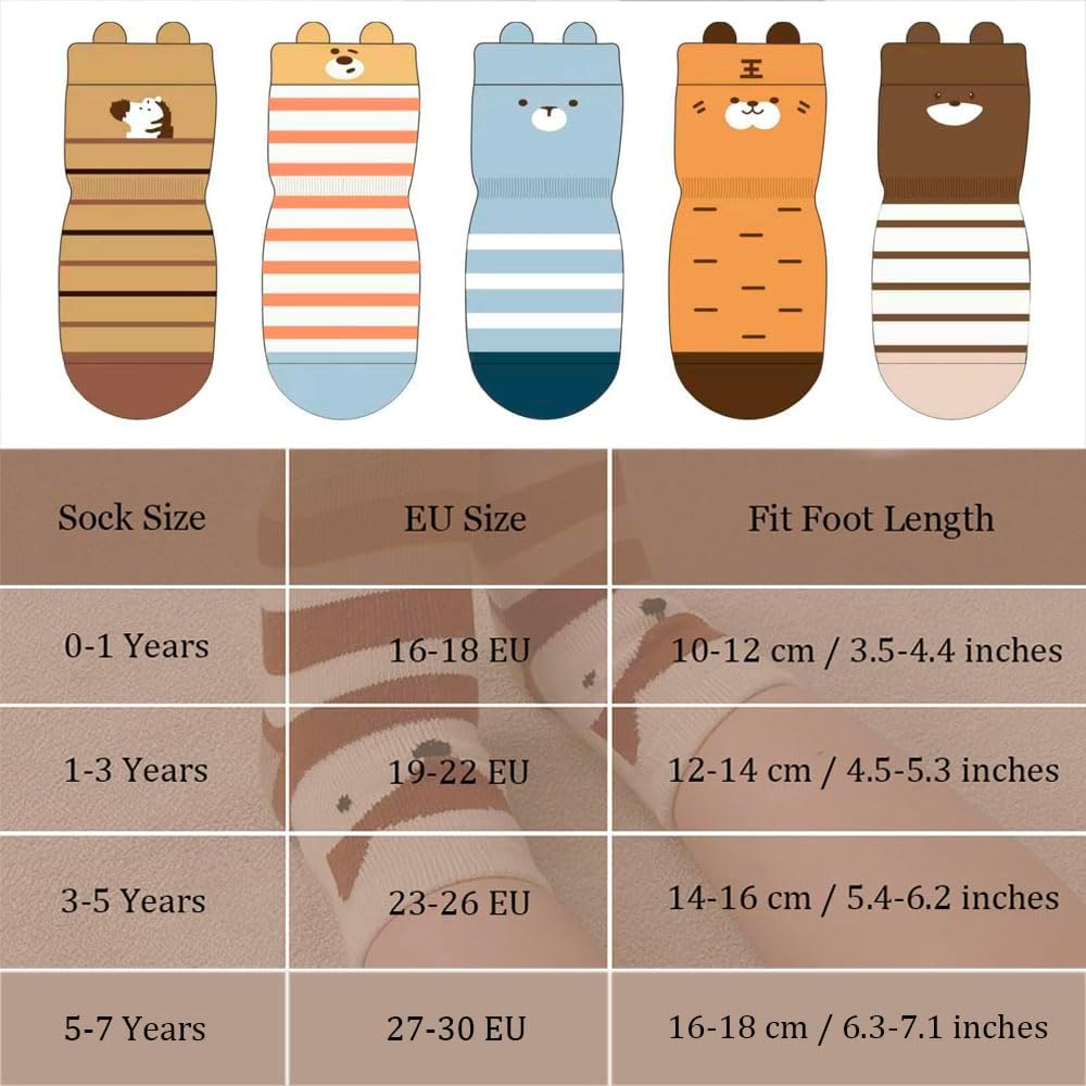 Thumbnail 4 de FedMois 5 Pairs Baby & Kids Anti-slip Cotton Ankle Socks (Animals)