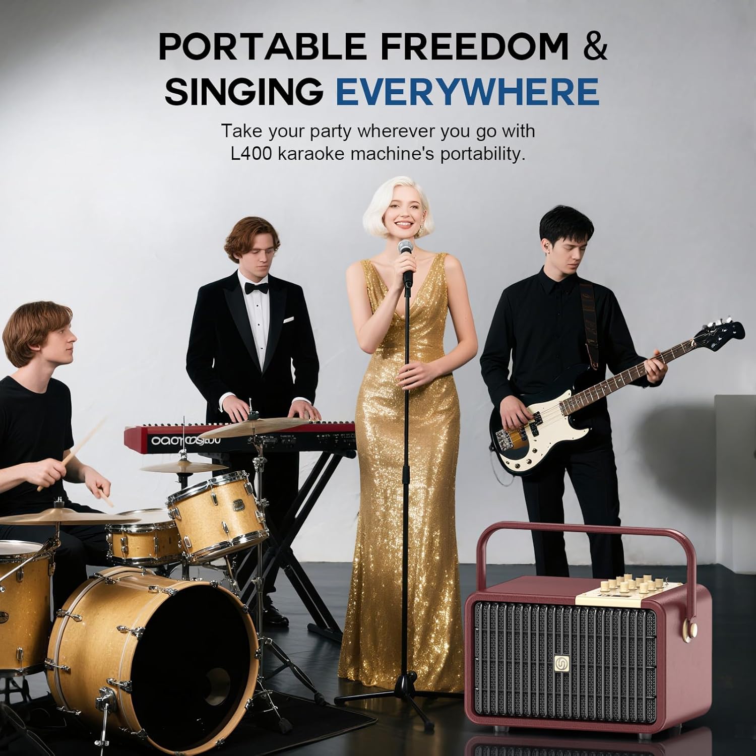 Thumbnail 4 de SUPNIU 320W Peak Power Karaoke Machine with 2 UHF Wireless Microphones – Portable Bluetooth PA Speaker for Home & Outdoor