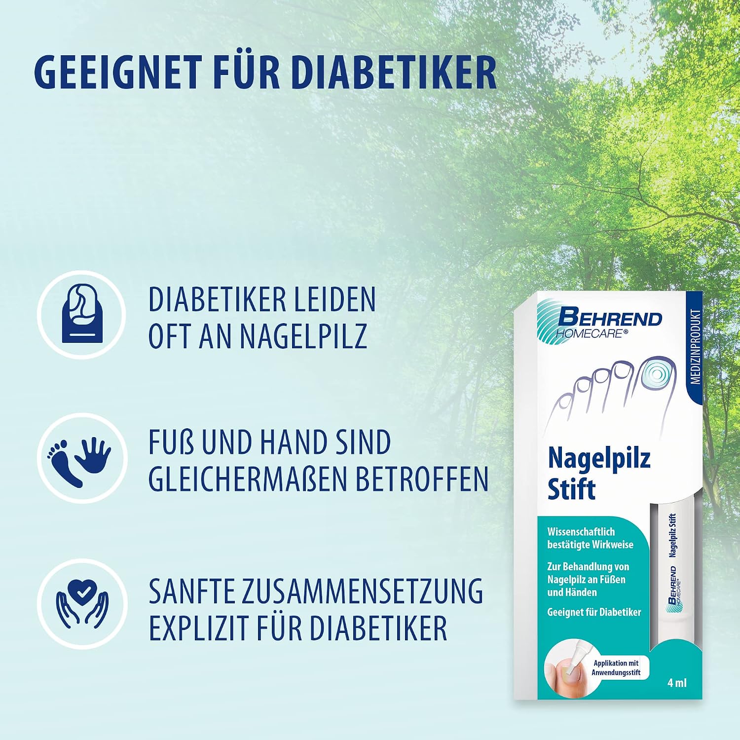 Detalle de Behrend Homecare Nagelpilz Stift – medizinisches Lack-Set für Finger- & Fußnägel bei Nagelpilz