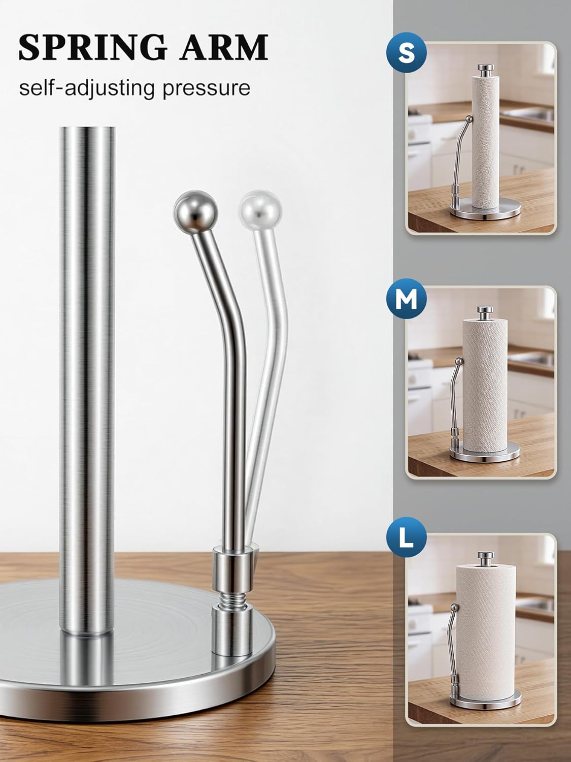 Thumbnail 1 de SMARTAKE Stainless Steel Paper Towel Holder with Weighted Base and Non-Slip Suction