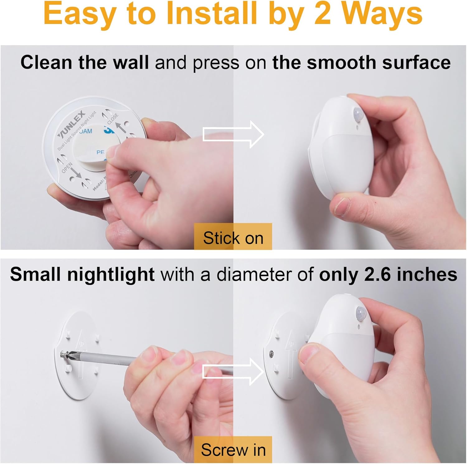 Thumbnail 5 de YUNLEX 2 confezioni di luce notturna a rilevatore di movimento blu, con regolazione continua della luminosità