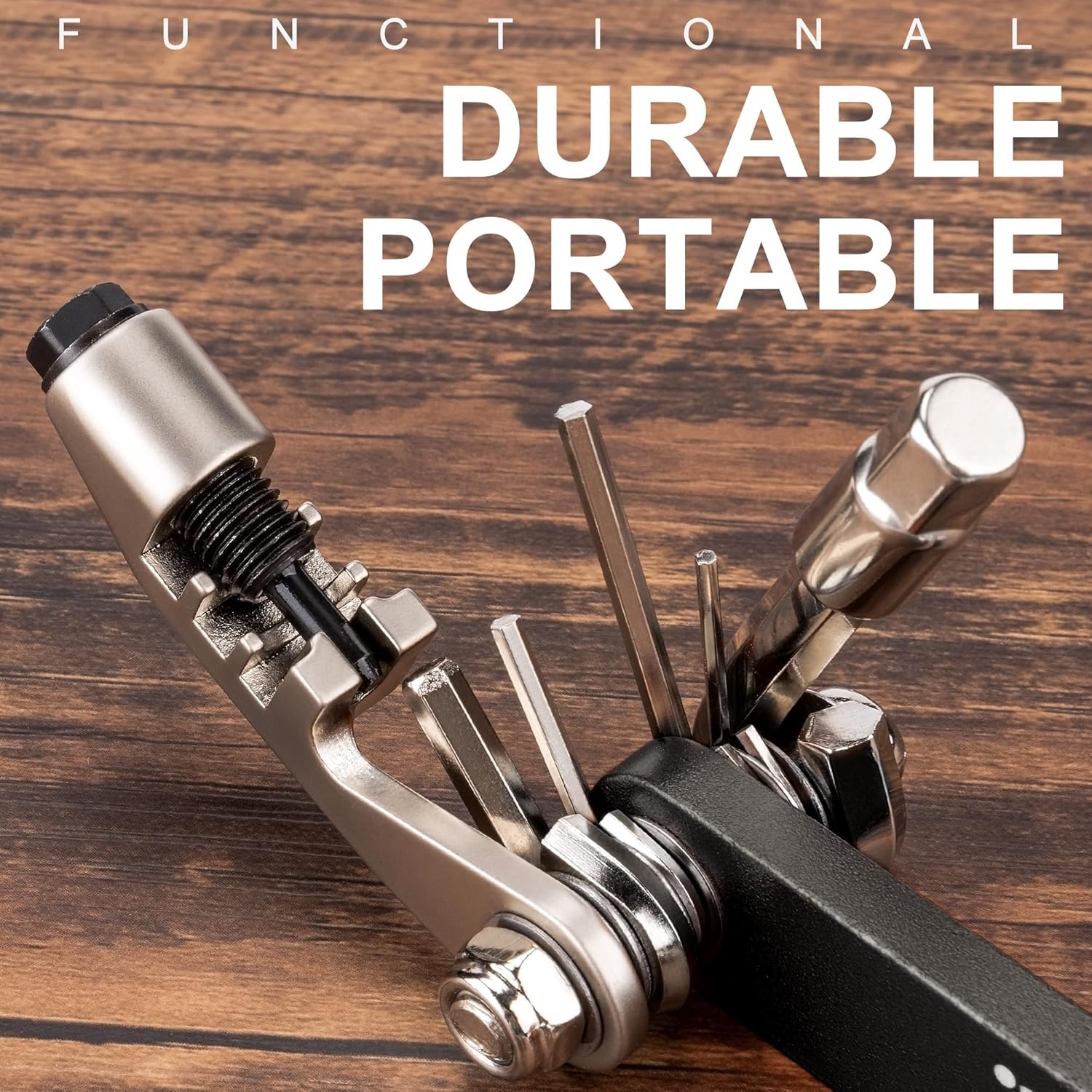 Thumbnail 1 de Multifunction Bicycle Tool Set 15-in-1 (Black) with Hex Wrenches, T25 Torx, Chain Tool & Spoke Wrenches