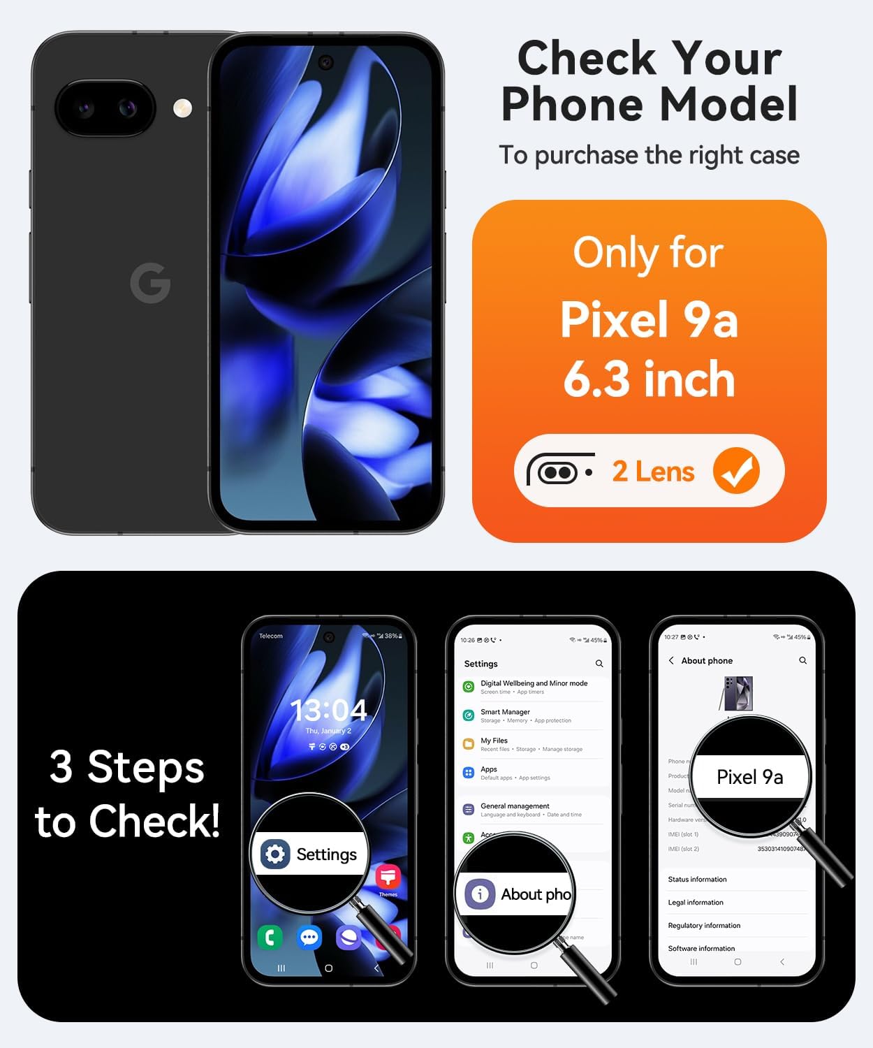 Detalle de CANSHN Magnetica Cover per Google Pixel 9a (6.3”) – protezione fotocamera a copertura totale, retro opaco e design sottile
