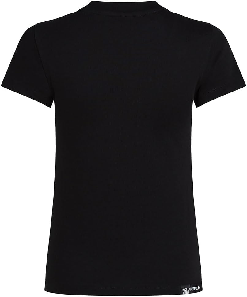 Detalle de Karl Lagerfeld Jeans Femme Slim Short Sleeve T-Shirt – coupe ajustée et logo sur la poitrine