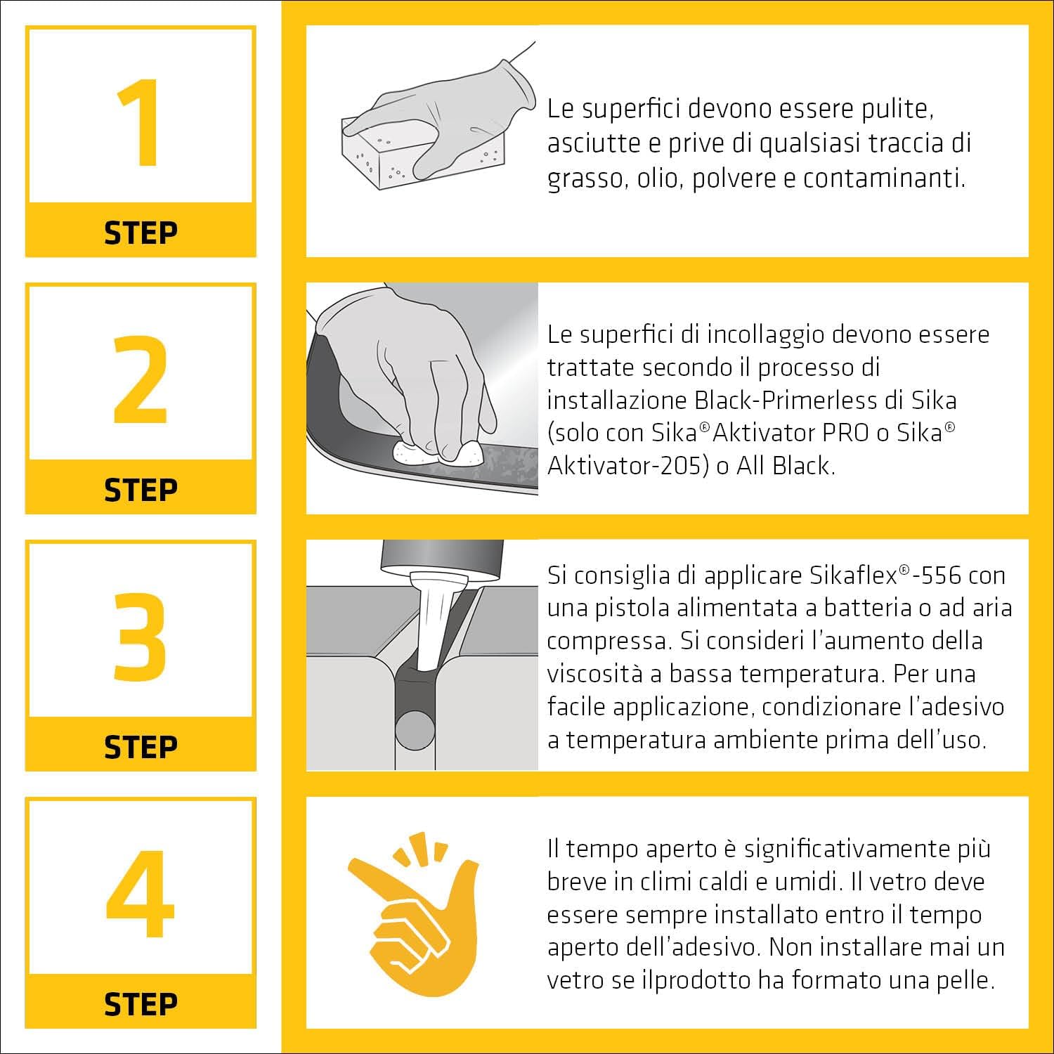 Detalle de Sika Sikaflex 556 Nero: Adesivo parabrezza auto ad alta qualità, 300 ml