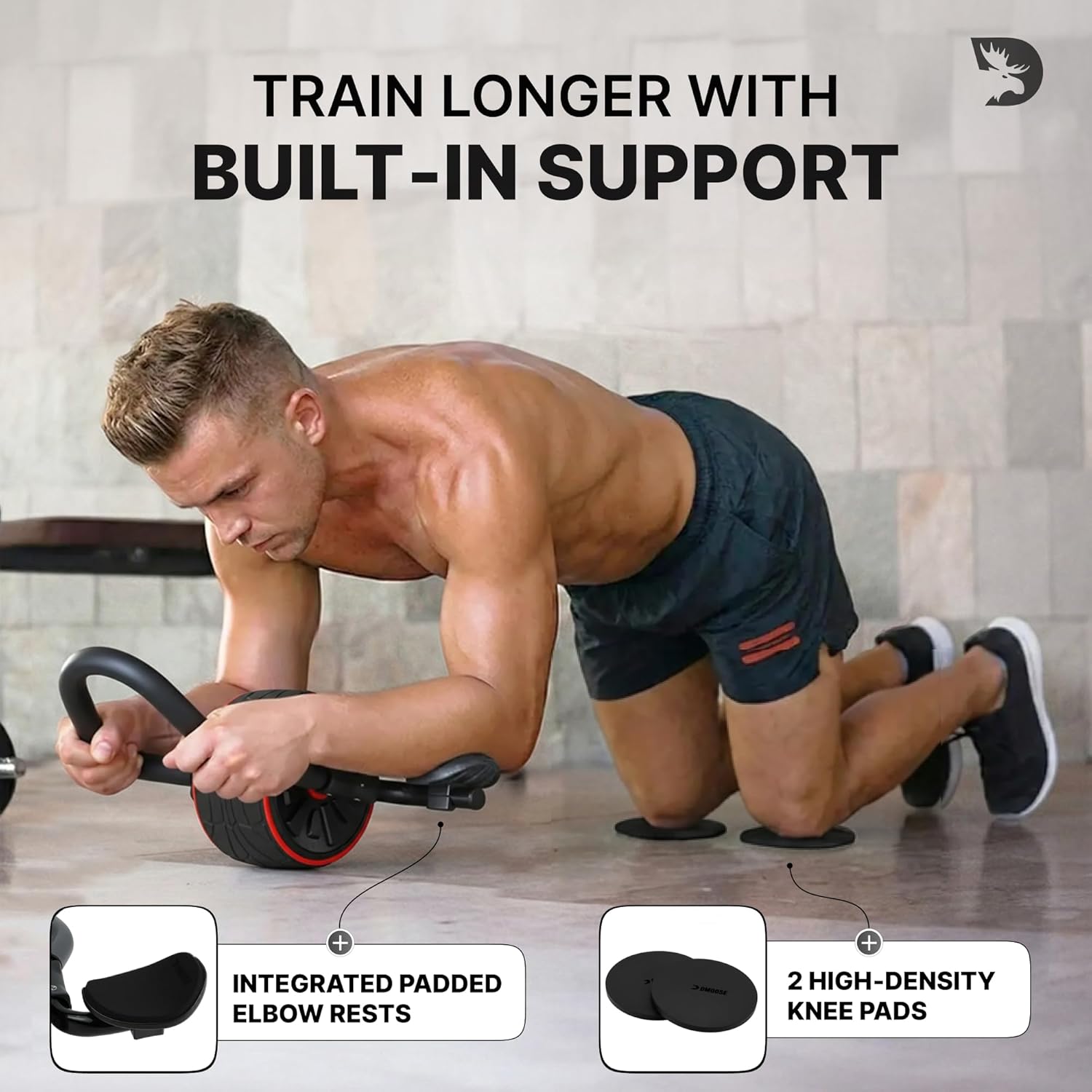Thumbnail 3 de DMoose Fitness Ab Roller Wheel with Elbow Support and Knee Pads — Core Strength Training Trainer