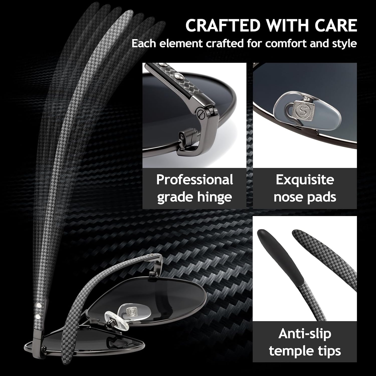 Thumbnail 3 de SUNGAIT Sonnenbrille aus Karbonfaser für Herren | Polarisiert, UV400, leicht
