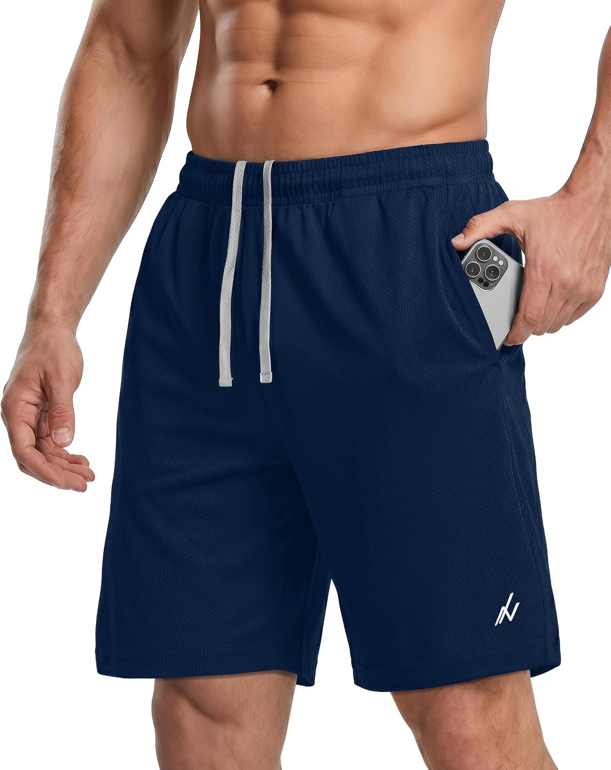 Detalle de NY Threads Men's Athletic Shorts, 8-Inch Inseam Breathable Mesh