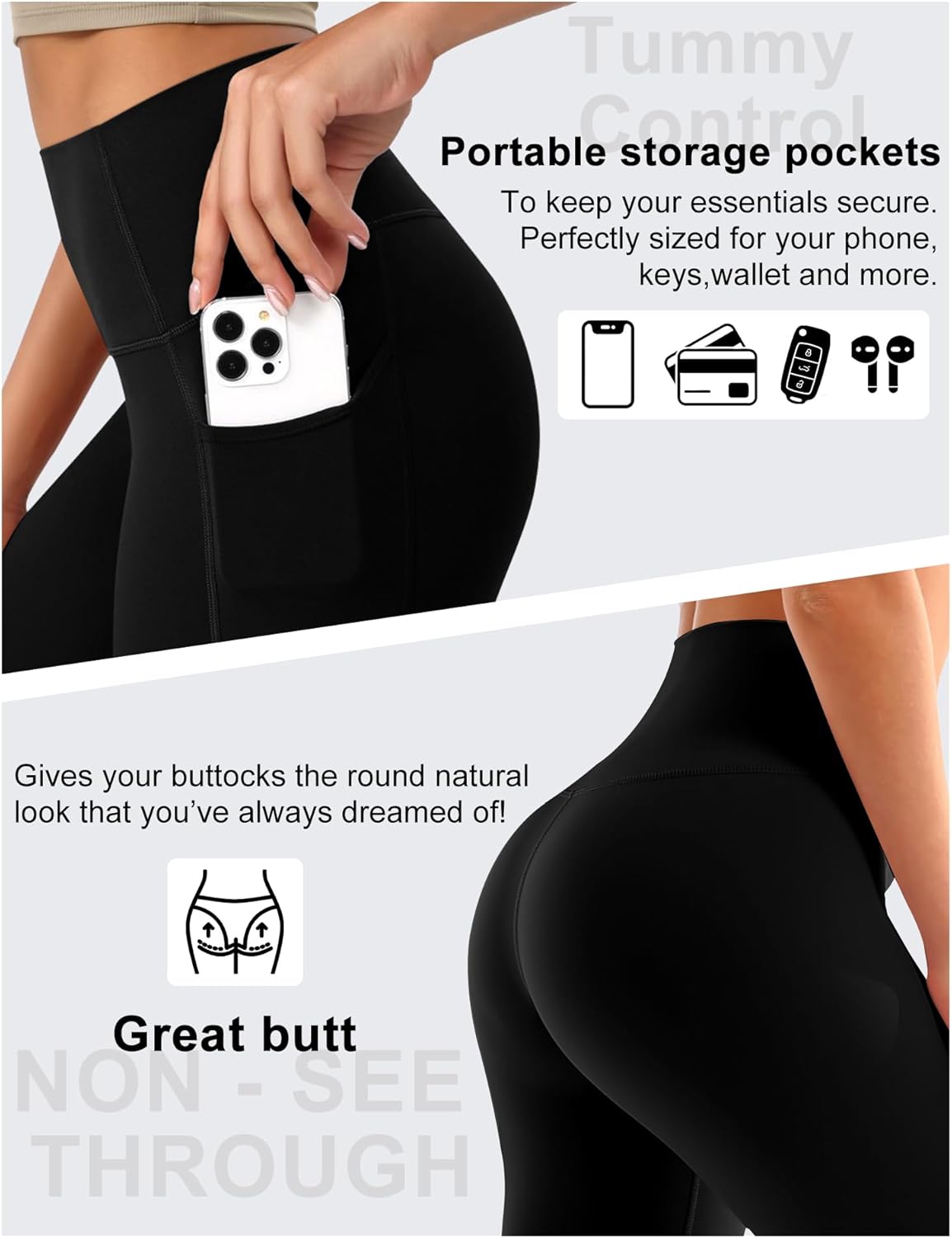 Thumbnail 4 de Bluemaple High Waisted Leggings for Women with Tummy Control
