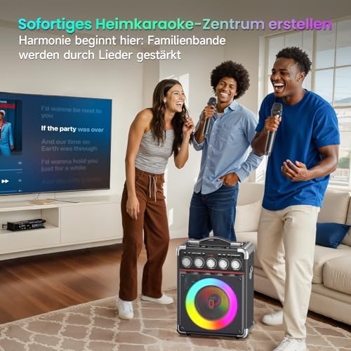 Thumbnail 6 de JYX Karaoke Maschine TX05 mit 2 kabellosen Mikrofonen: Tragbare All-in-One Karaoke-Box mit Bluetooth 5.3