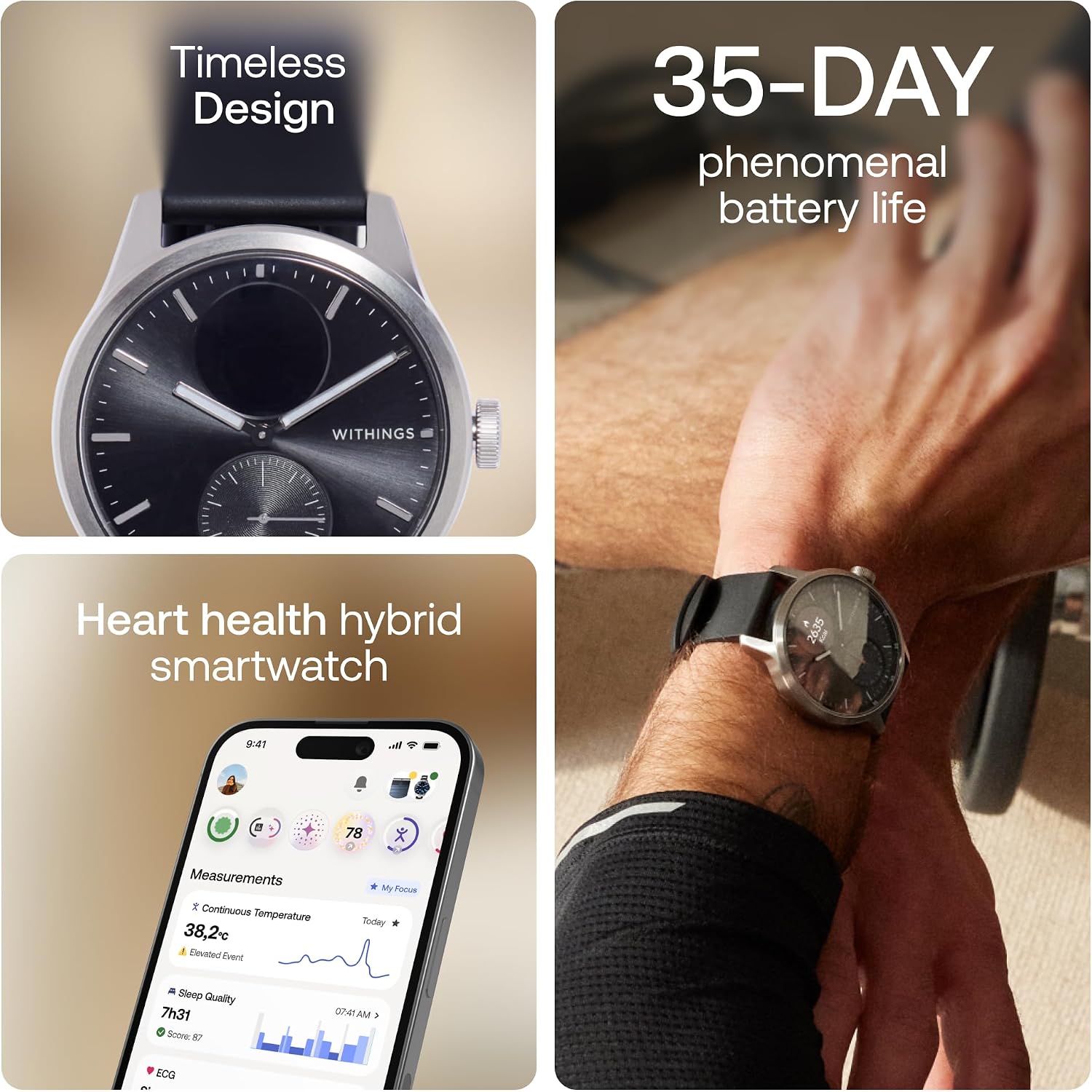 Detalle 2 de Withings ScanWatch 2 Hybrid Smartwatch 35‑Day Battery