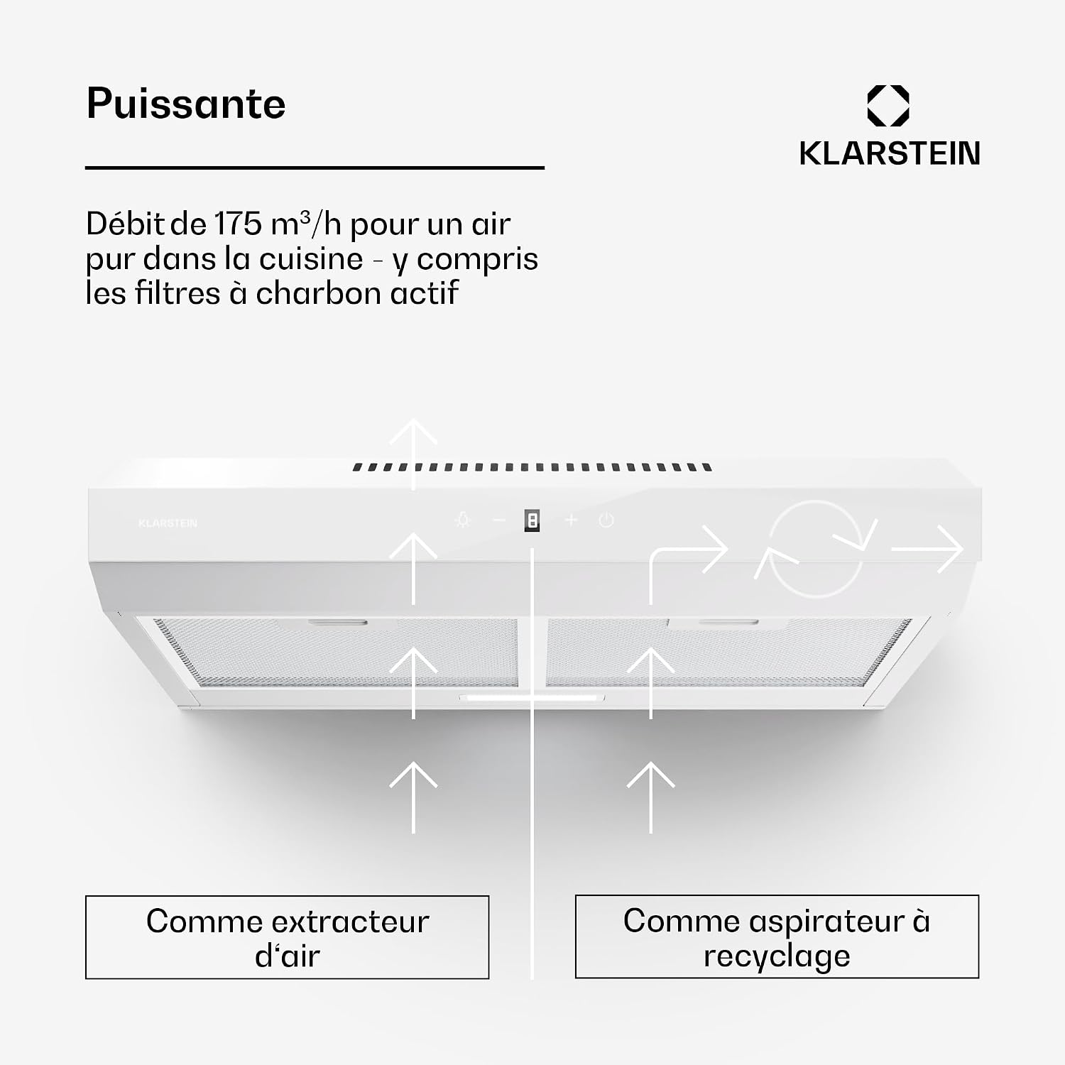 Detalle de Klarstein Hotte 60 cm, débit d'air 175 m³/h ⚙