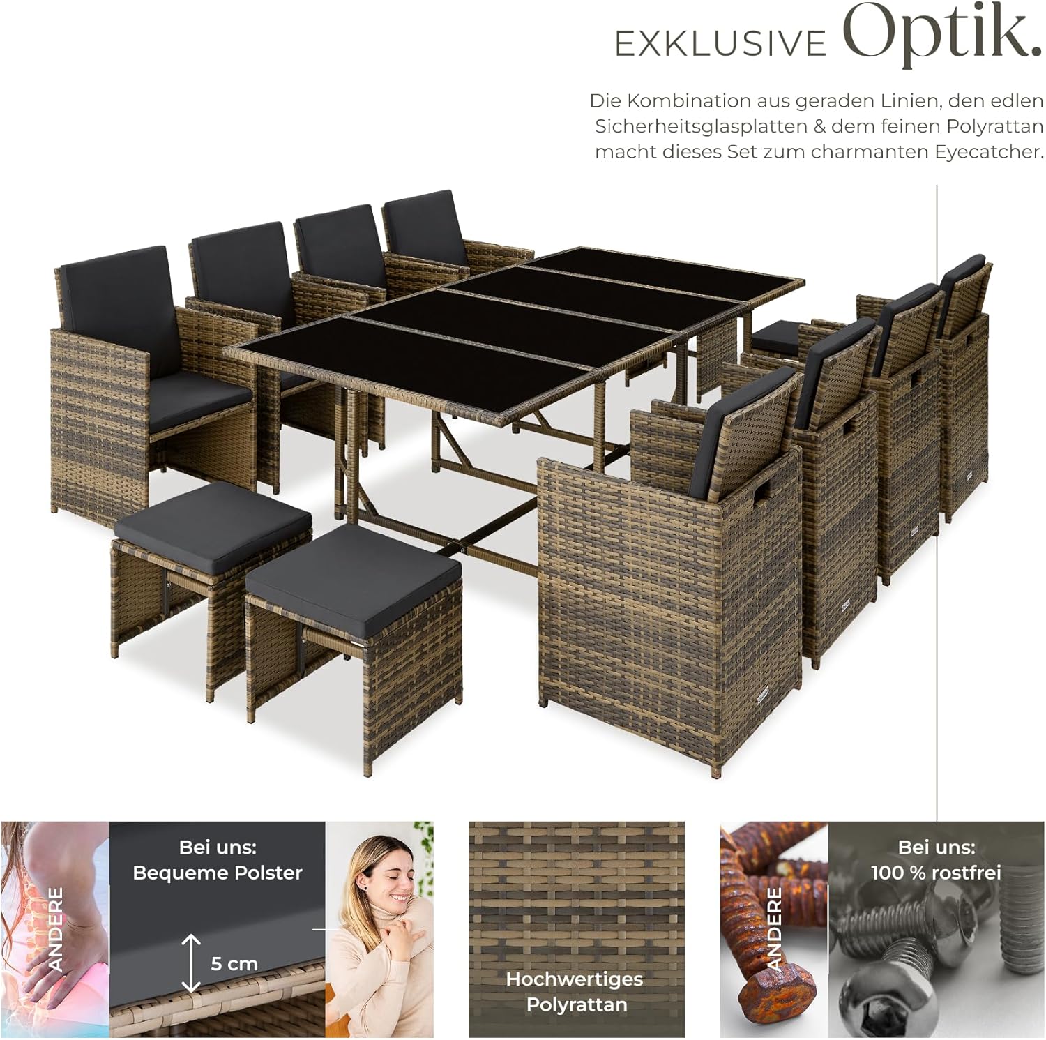 Thumbnail 2 de tectake Gartenlounge Set mit 13 Sitzplätzen