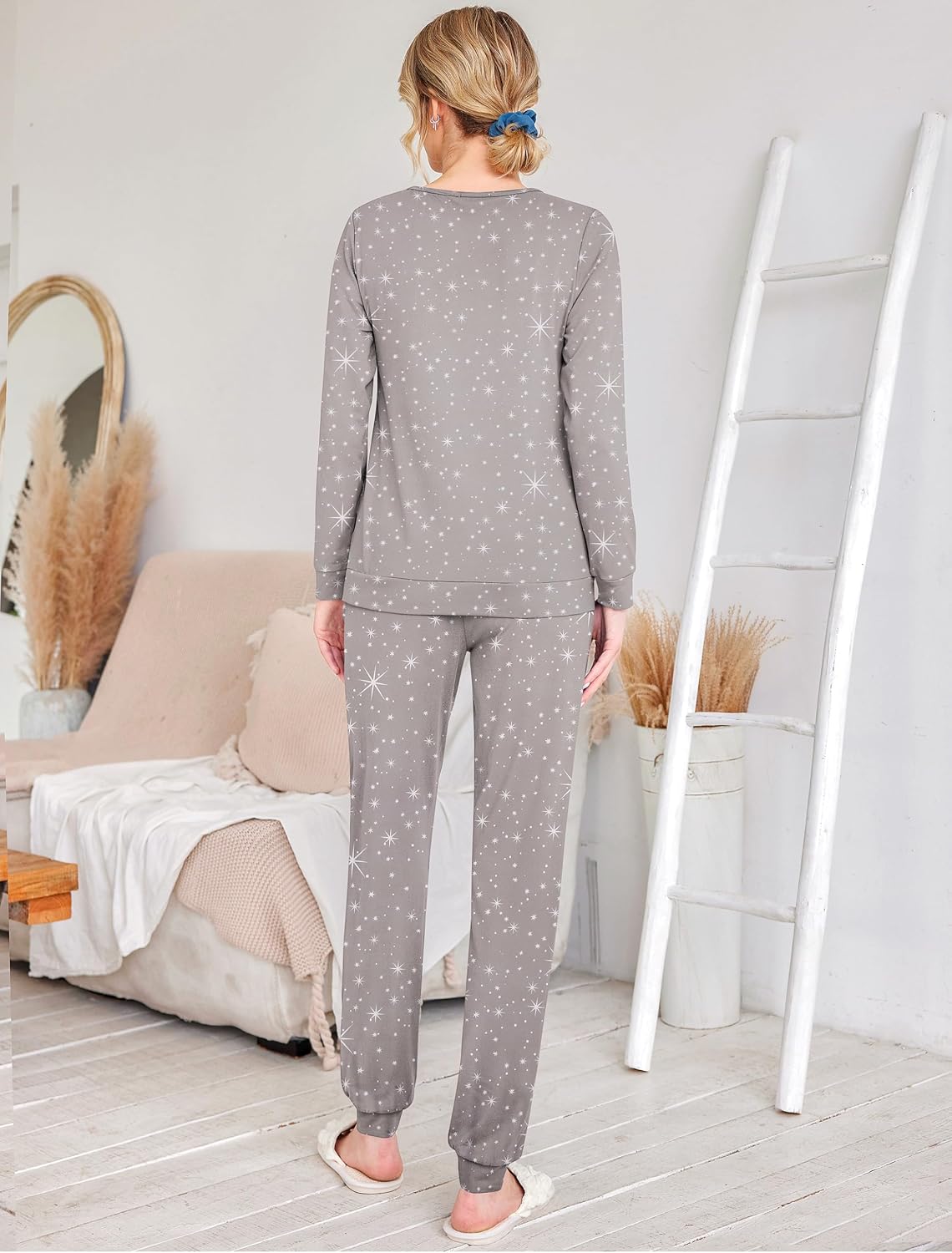 Detalle 2 de Ekouaer Women's 2-Pack Pajama Sets with Long-Sleeve Tops and Joggers