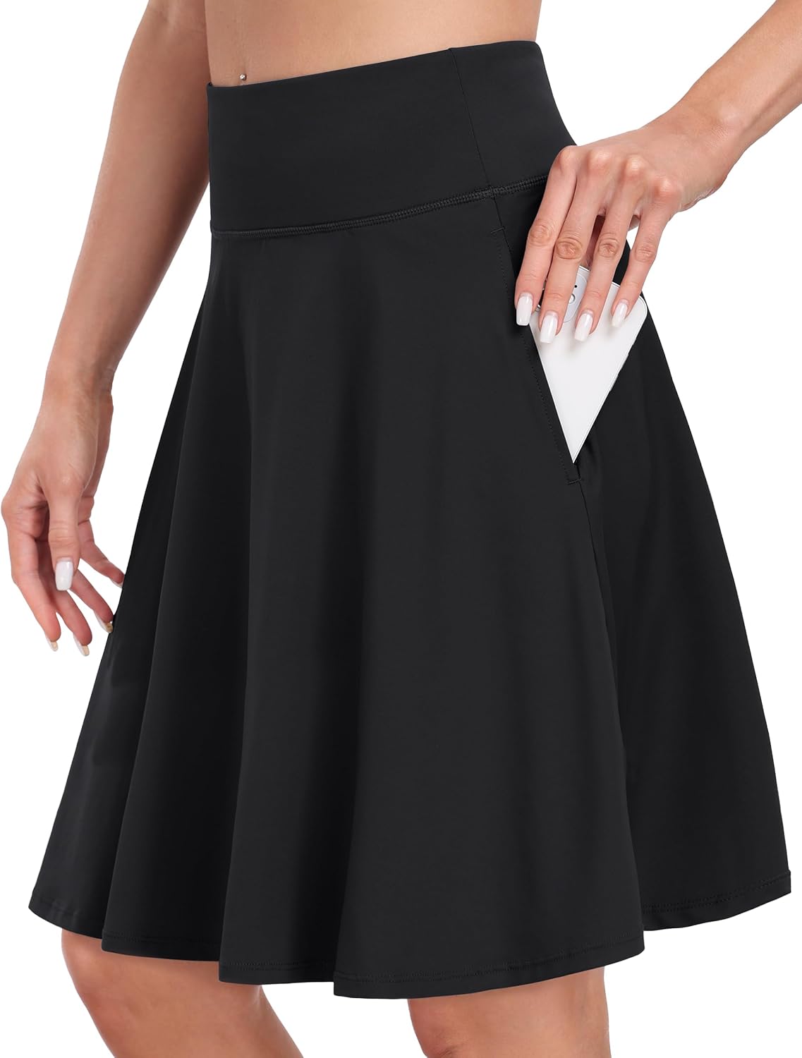 Detalle de Desol Tennisrock Damen mit Hose (50 cm) & 4 Taschen – Knielang mit hoher Taille und verstellbarem Zugband