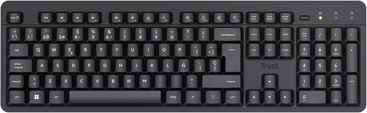 Thumbnail 1 de Trust ODY II Teclado Inalámbrico Silencioso QWERTY Español, Teclas de Perfil Bajo, Resistente a los Vertidos, Microrreceptor USB 2.4GHz, Wireless Keyboard para Windows Mac PC Ordenador Portátil
