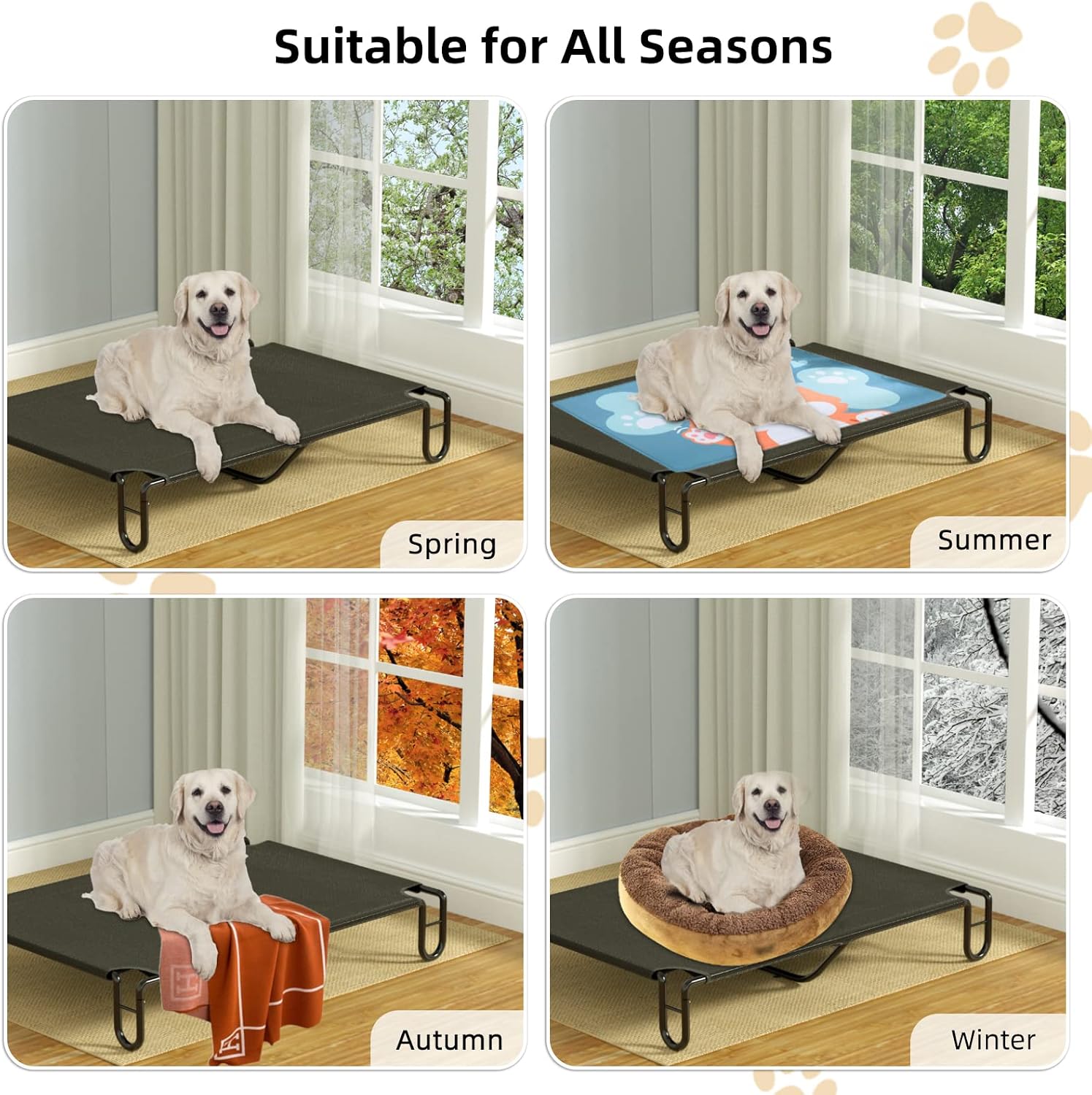 Detalle 2 de FAYDUDU Elevated Dog Bed: Portable Raised Mesh Bed for Indoor and Outdoor Use