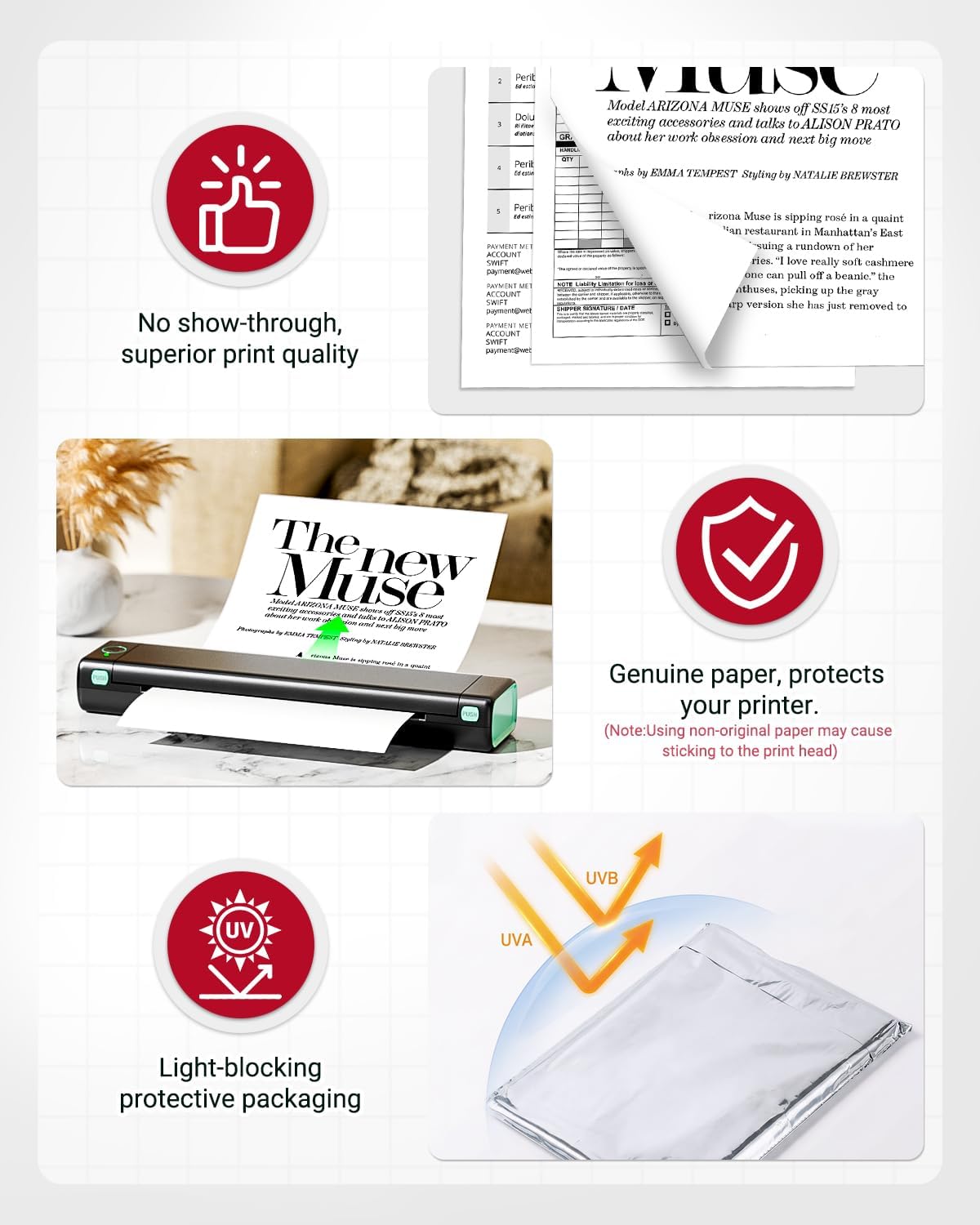 Thumbnail 1 de Phomemo US Letter Thermal Printer Paper, 200 Sheets for M08F and M832 Series