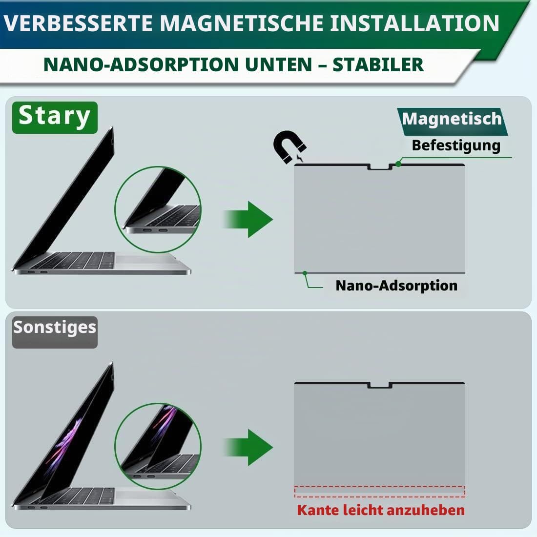 Thumbnail 5 de STARY Magnetischer Blickschutzfilter für MacBook Pro 14,2 Zoll (M1–M5, 2021–2026) mit Anti-Spy & Kamera-Schieber