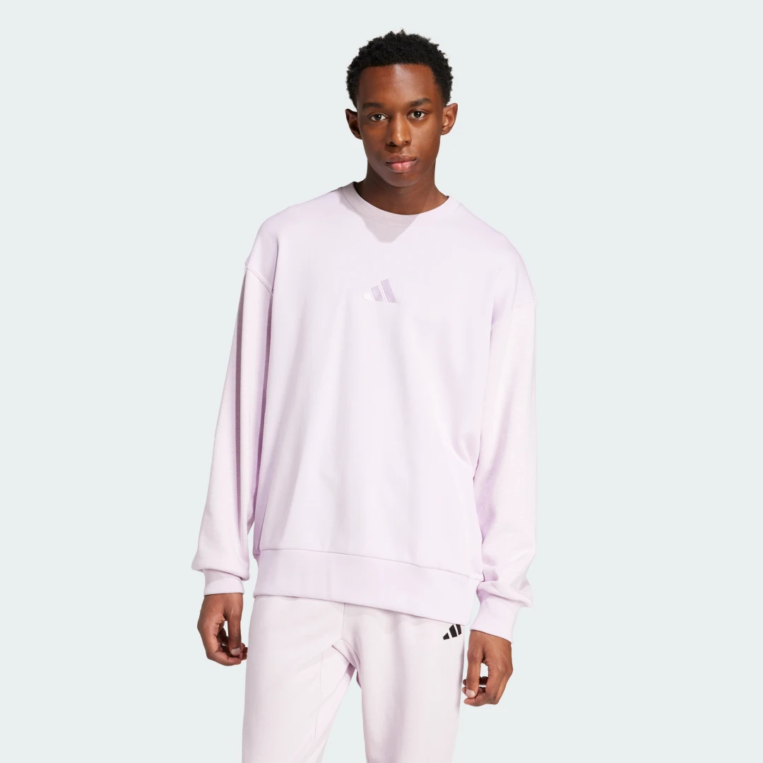 Detalle de Adidas All SZN French Terry Colorblock Crew Sweatshirt – color violeta
